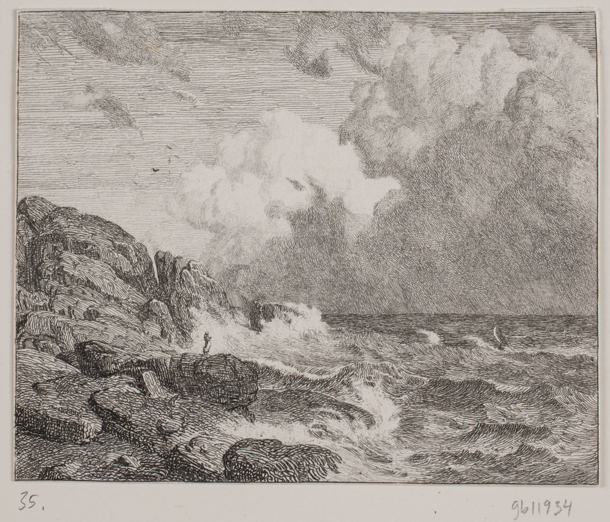 Klippeparti ved Kullen, Hermann Carmiencke, 1850
