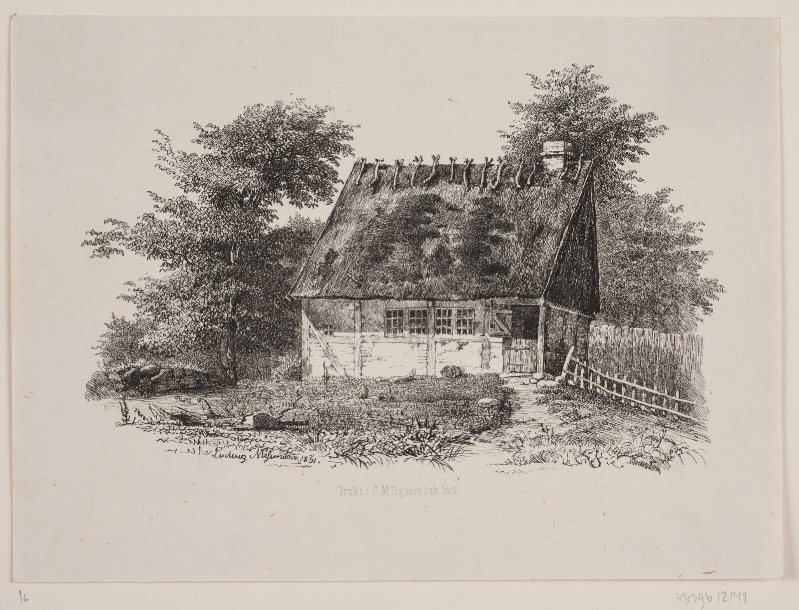Et bondehus, Ludvig Messmann, 1851
