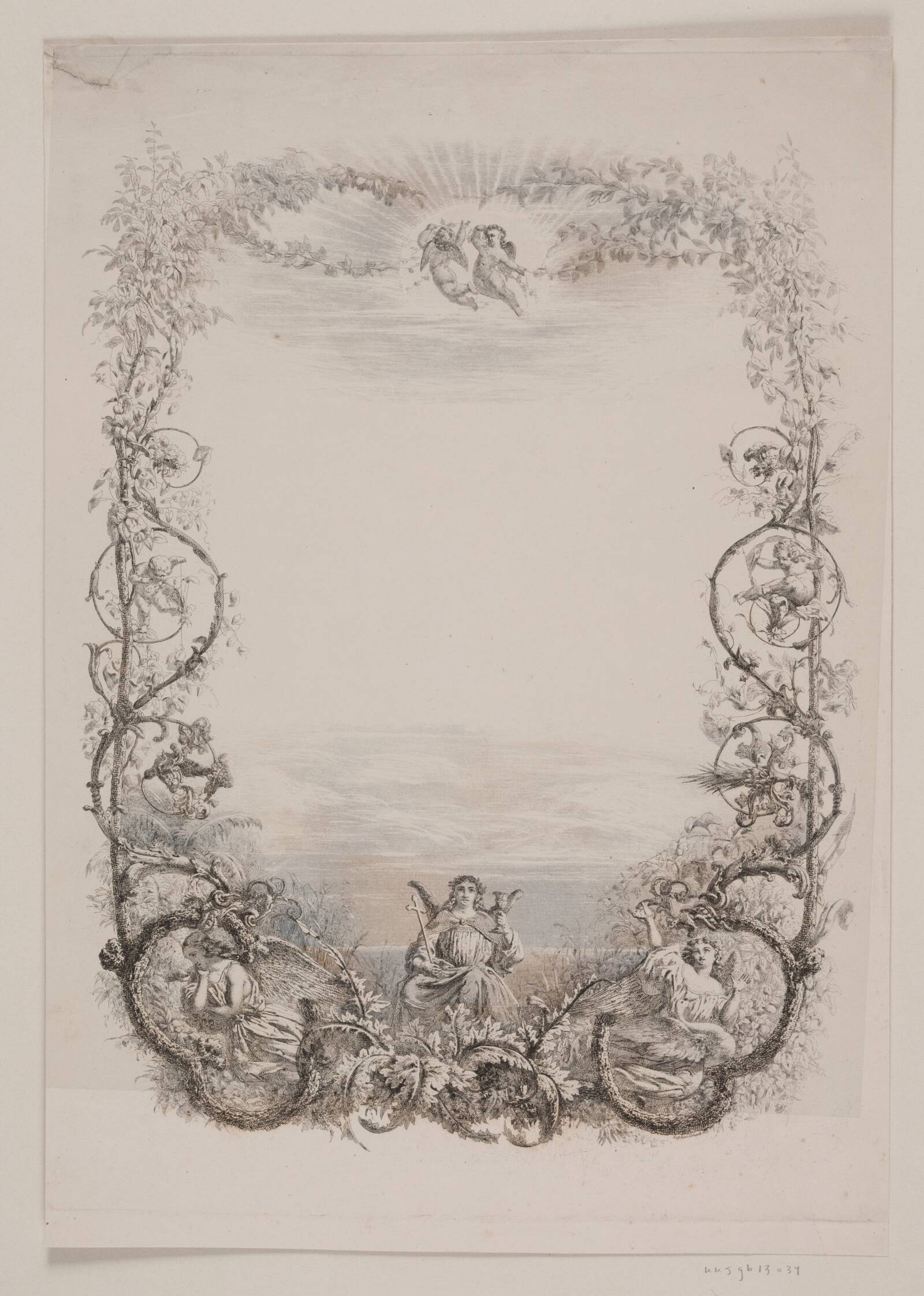Randtegning med engle, Sophus Schack, 1811-1864