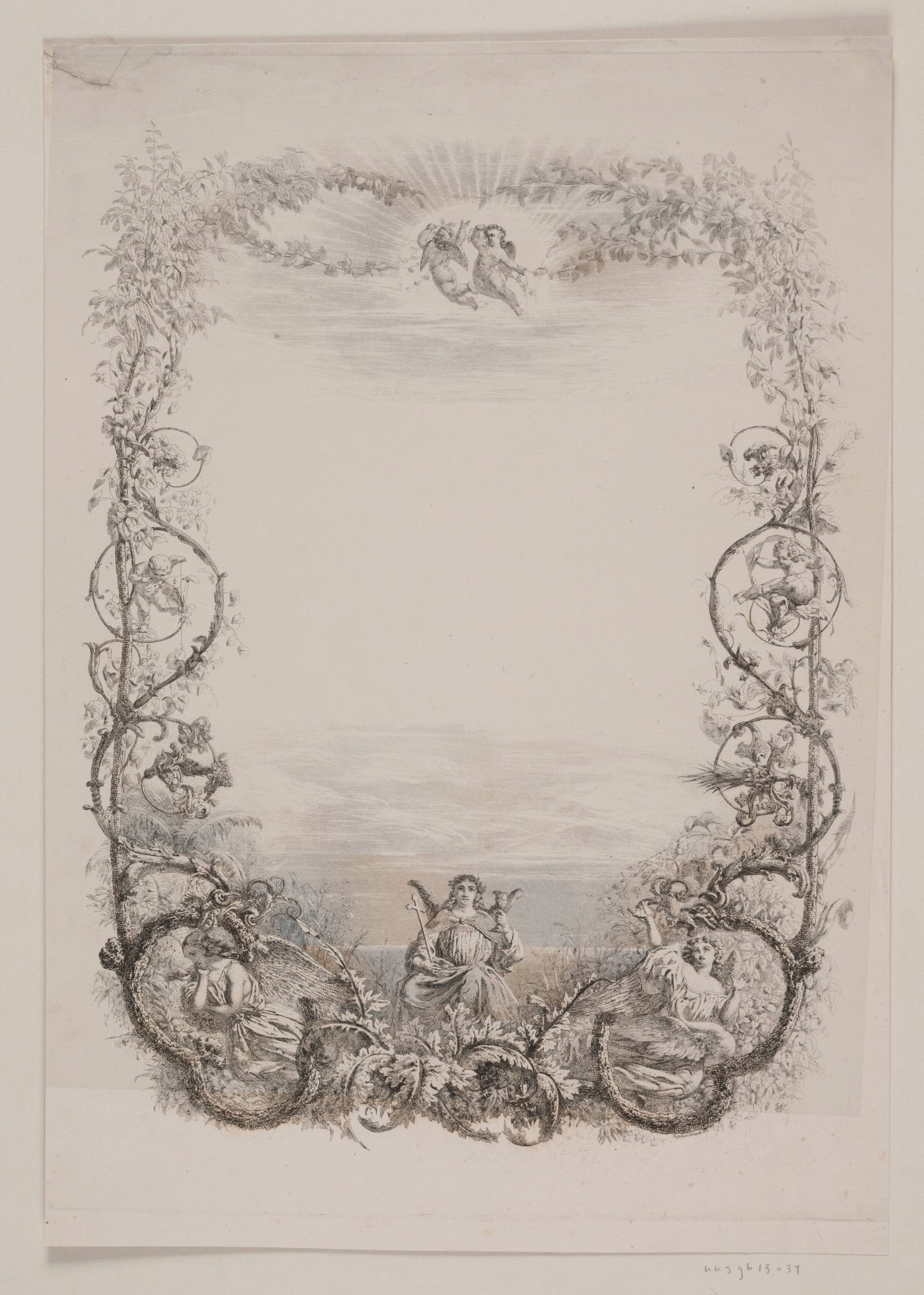 Randtegning med engle, Sophus Schack, 1811-1864