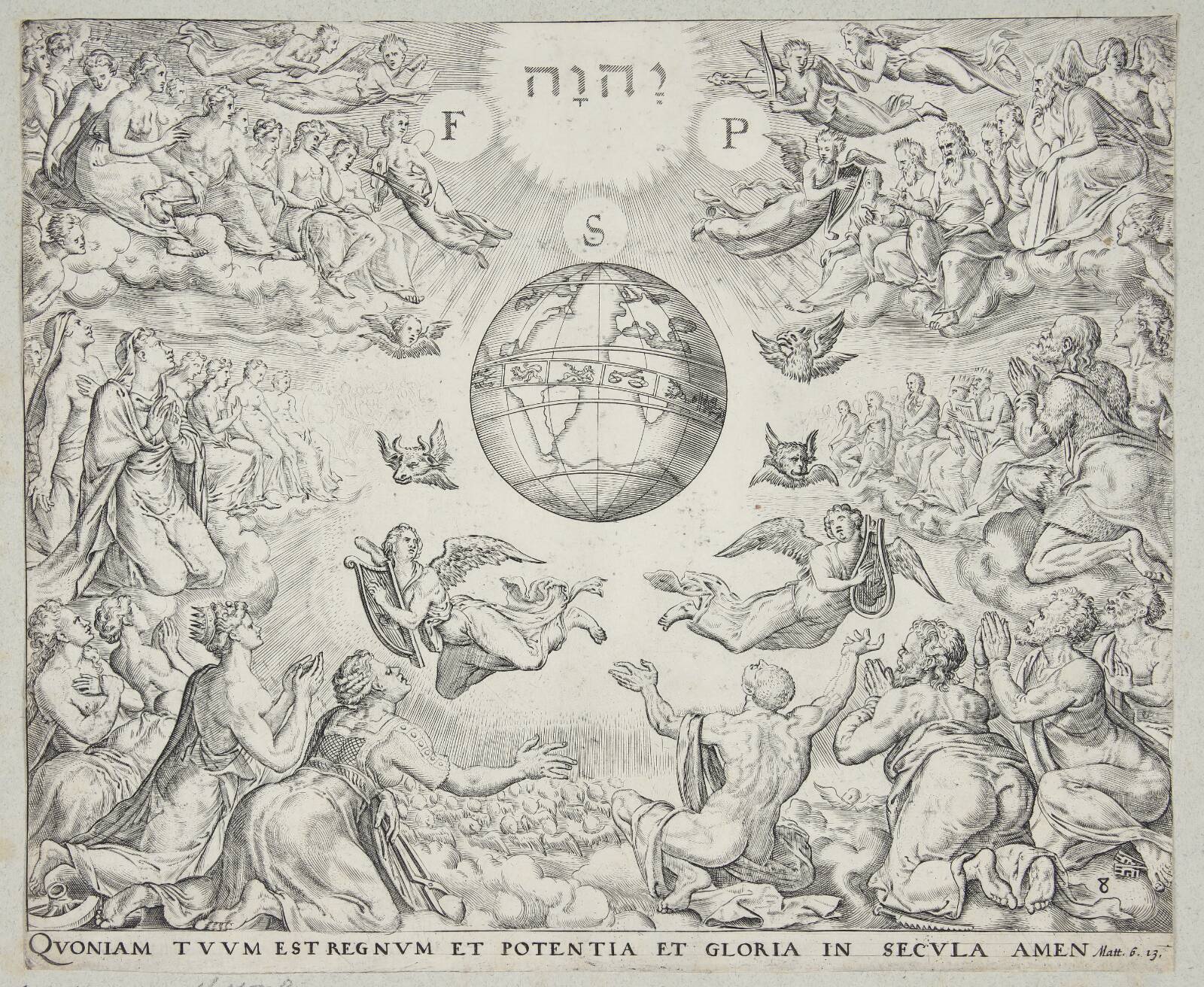 Tilbedelse af Treenigheden i himlen, Johannes Wierix, 1569-1572