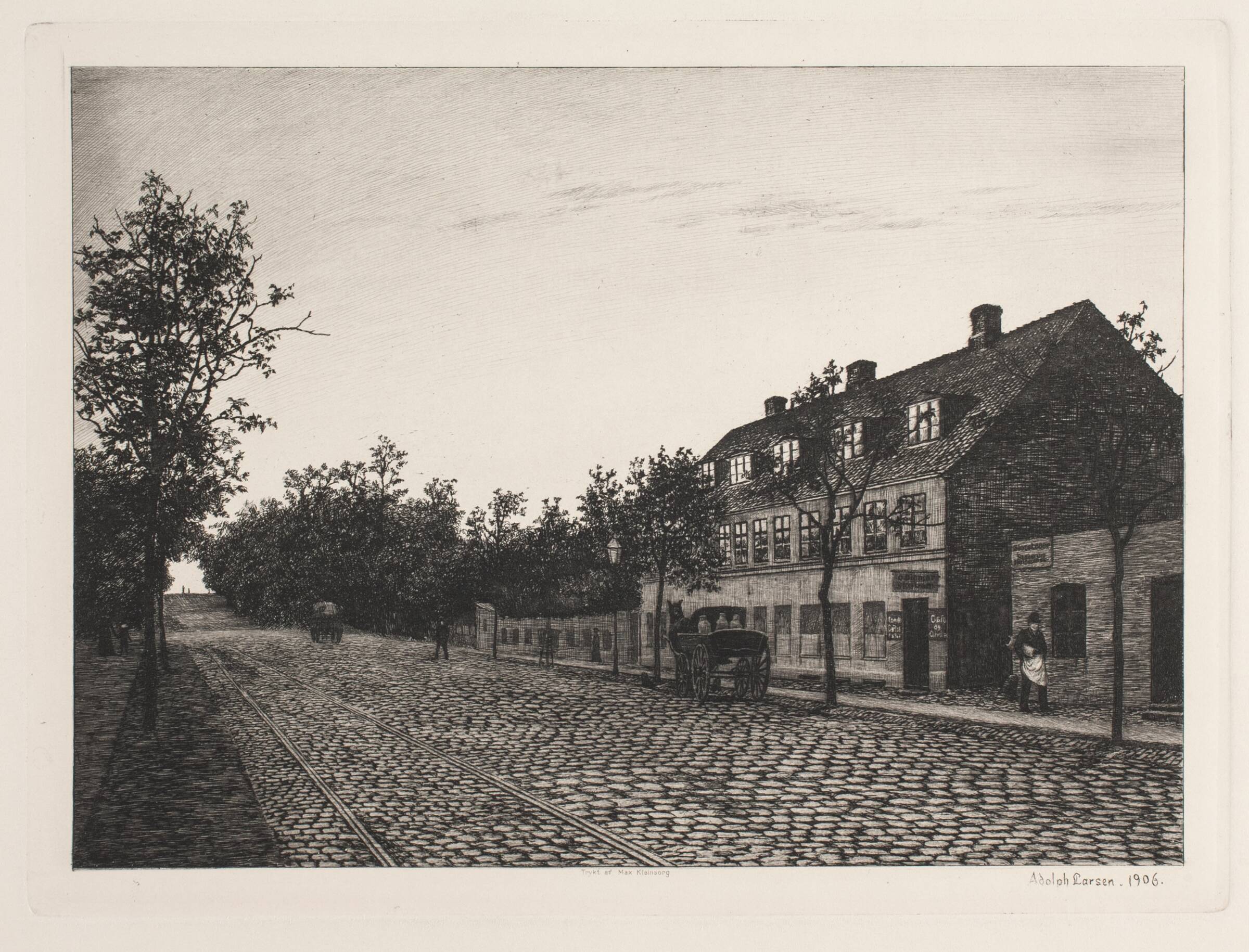 Gadeparti i en udkant af København, Adolph Larsen, 1906