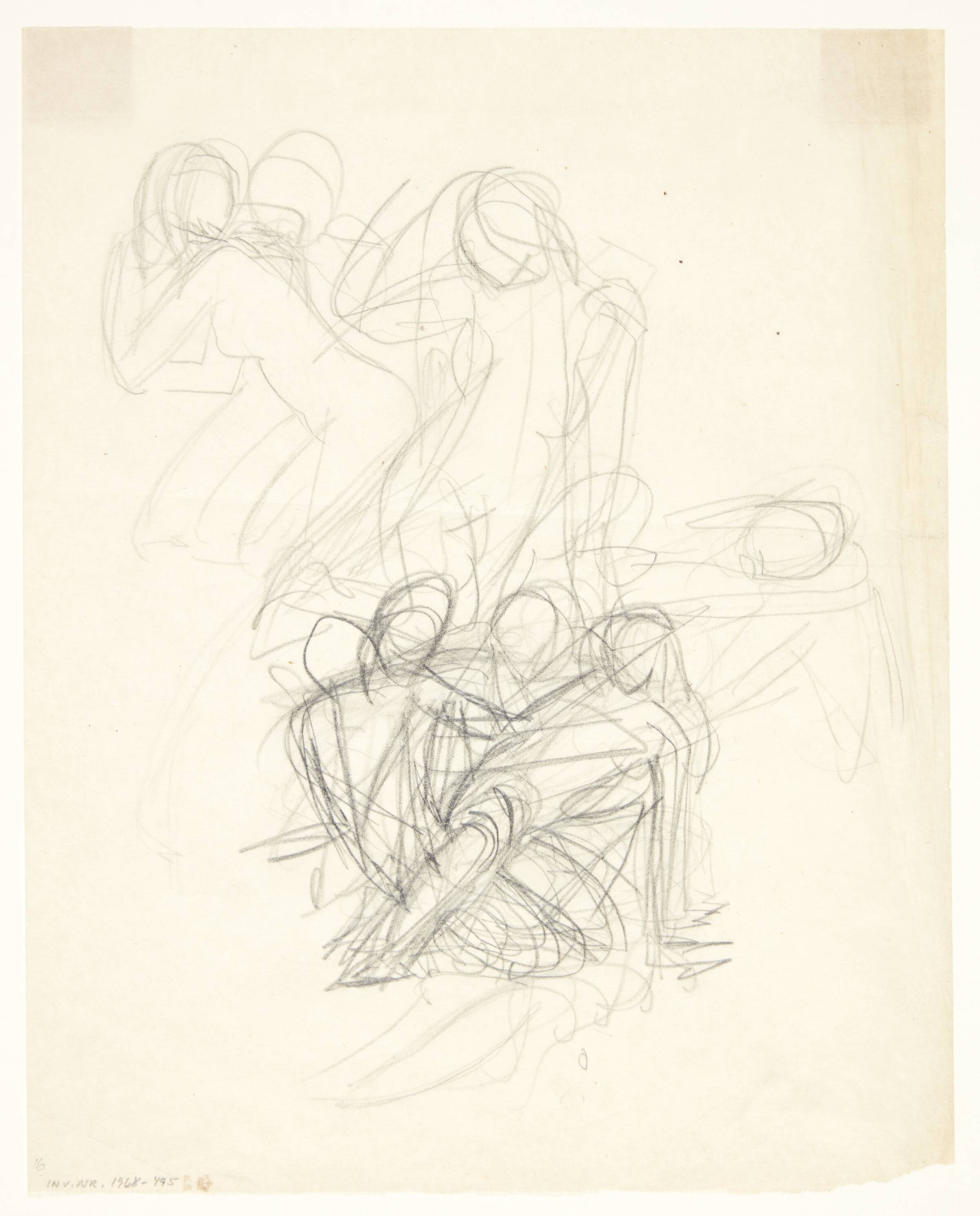 Tre udkast til statuetter, bl.a. til "Faun og flygtende nymfe", Gerhard Henning, 1922-1923