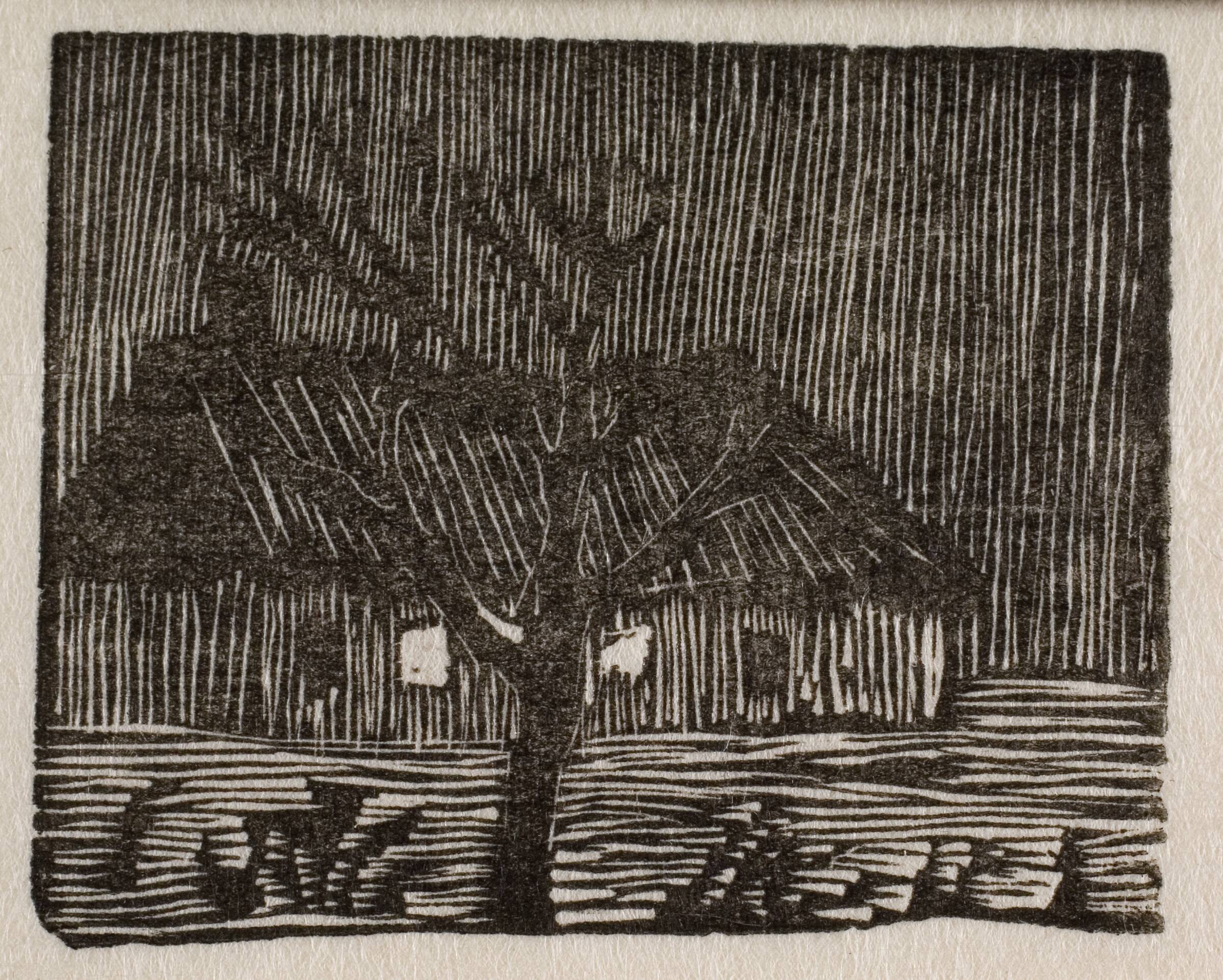 Bondehus ved nattetid, Povl Christensen, 1940