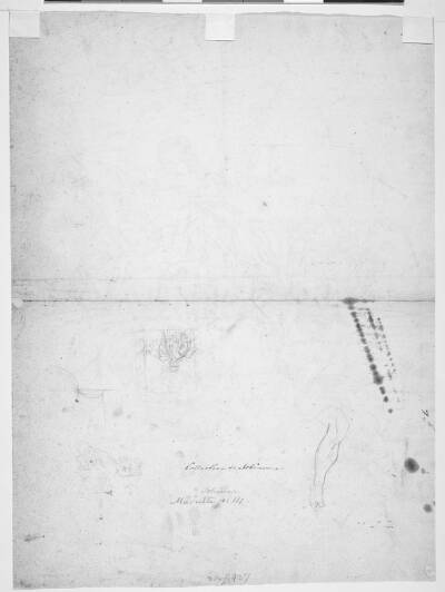 Jomfru Marias Himmelfart (rids af detalje fra tegningens recto) samt to portrætrids af mand i halvfigur