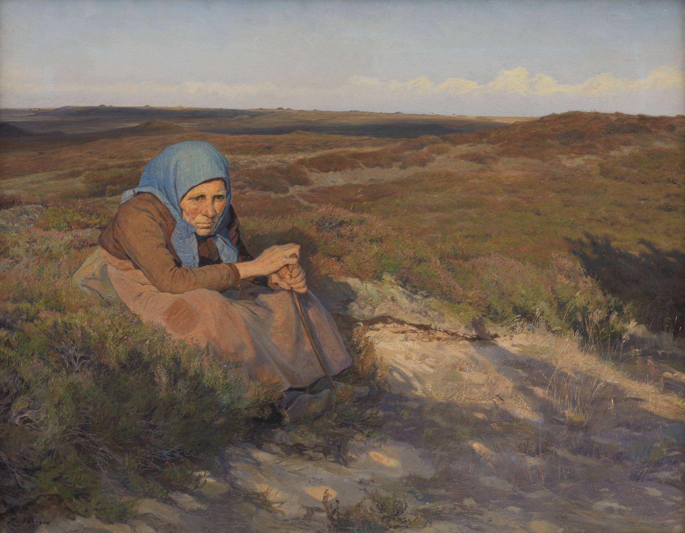 En gammel kone "Bette Dorte" på heden, Knud Erik Larsen, 1904