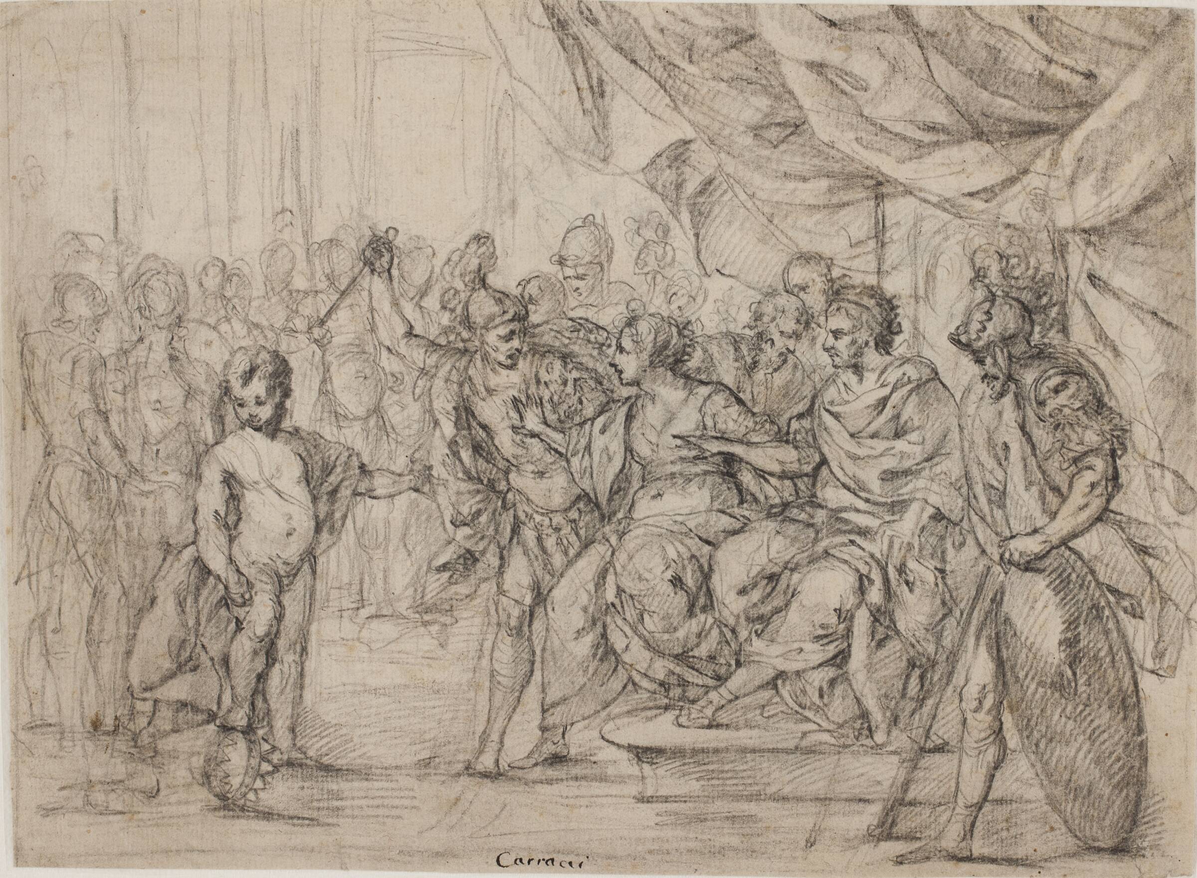Moses som barn træder på Faraos krone, Bonaventura Lamberti, 1652-1721
