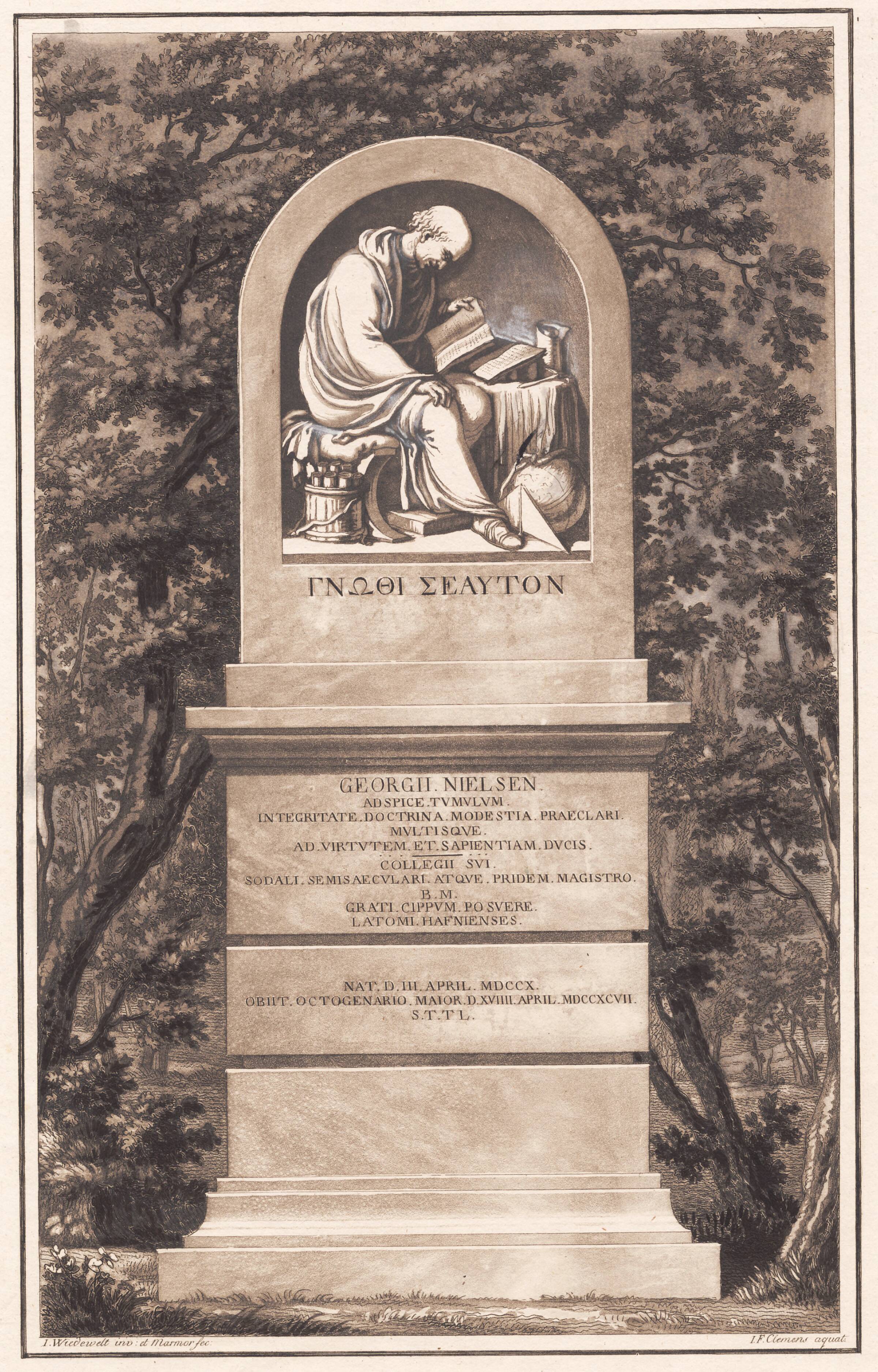 Georg Nielsens gravmæle. Efter Wiedewelt, J.F. Clemens, 1748-1831