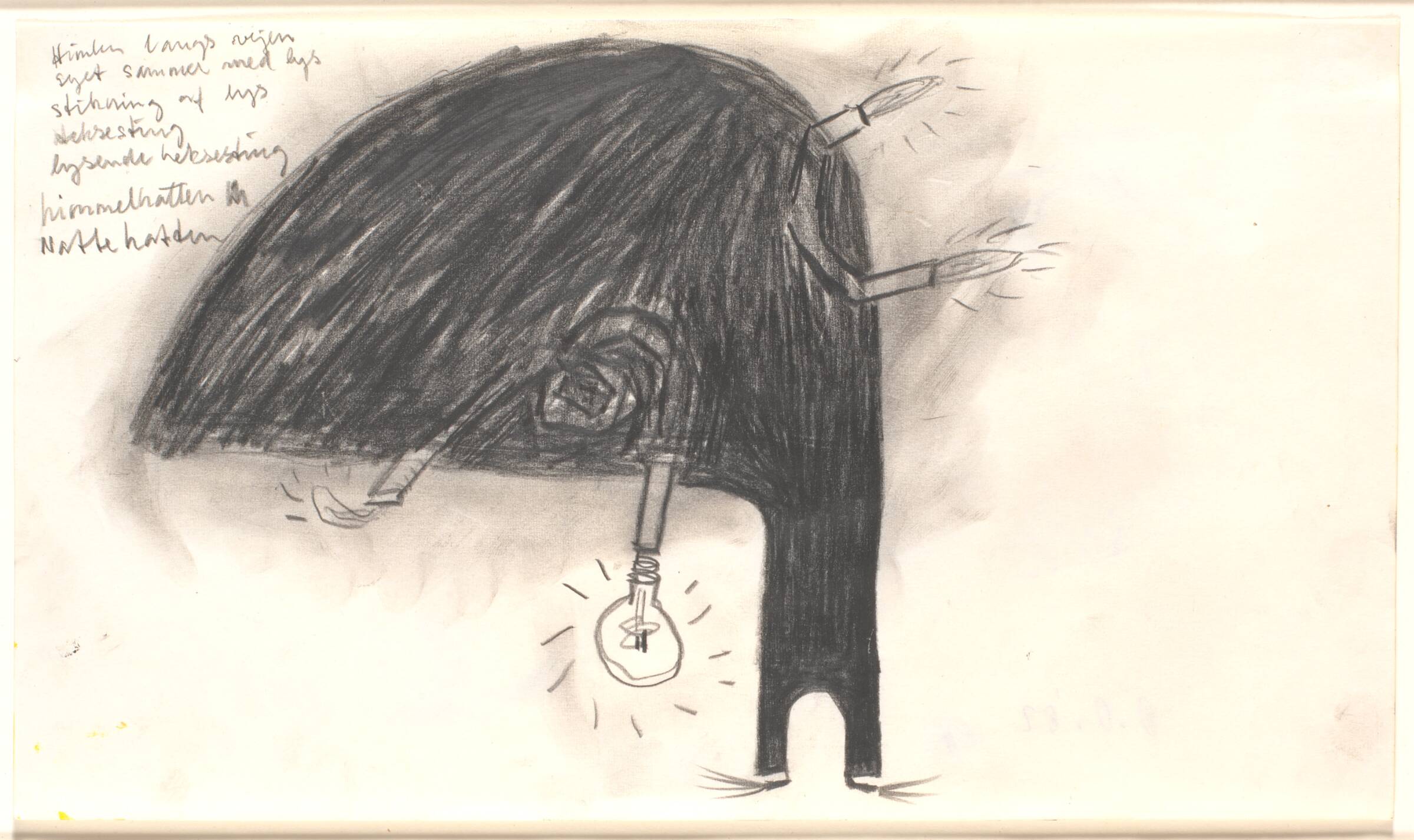 Stående figur med elektriske pærer, Dorte Dahlin, 1982