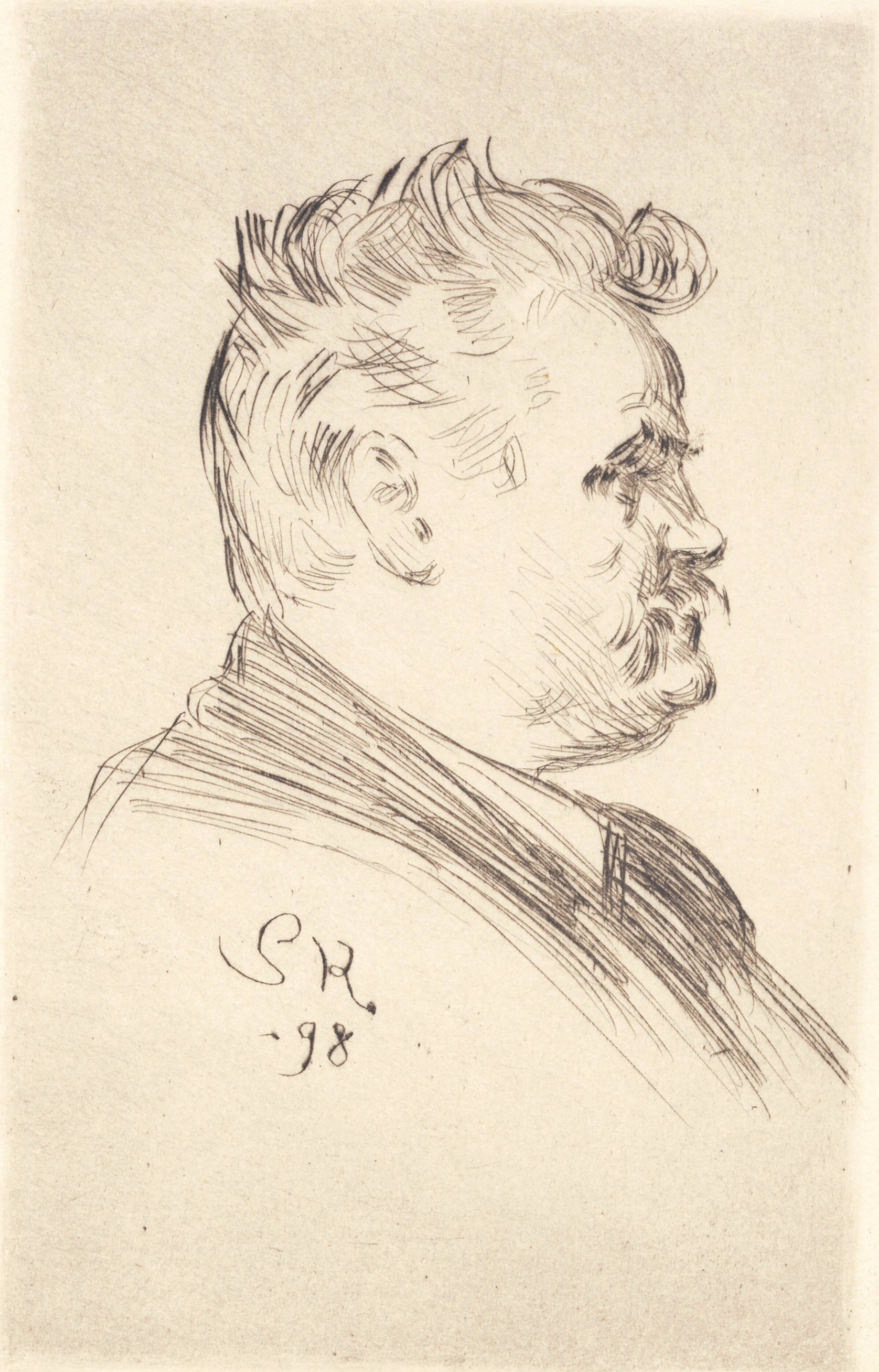 Portræt af Carl Locher, profil, P.S. Krøyer, 1898