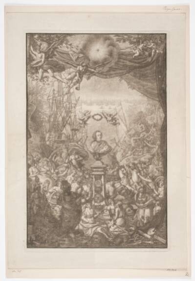 Buste af Frederik V. Titelblad til ""Auserlesene Schnecken, Muscheln und Schalthiere ..."