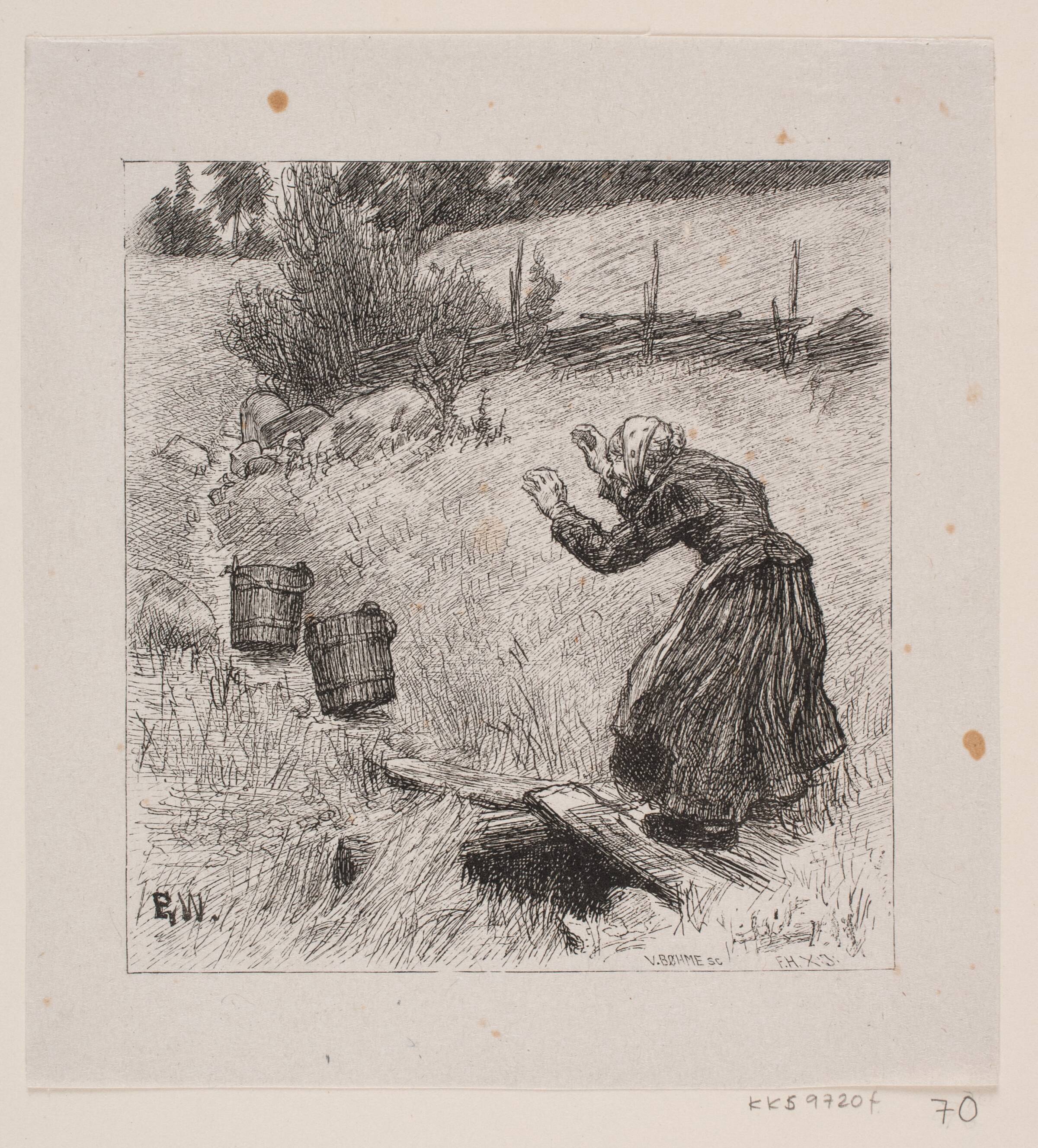 Illustration til "Kjærringen og fisken", Waldemar Bøhme, 1883-1887