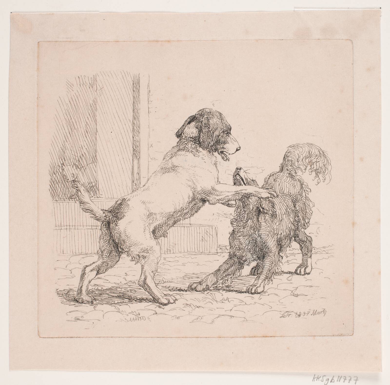 To legende hunde, Lorenz Frølich, 1837