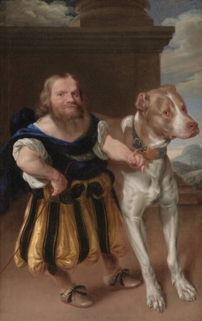 Kurfyrsten af Sachsens italienske dværg Giacomo Favorchi med prinsesse Magdalene Sibylles hund, Raro