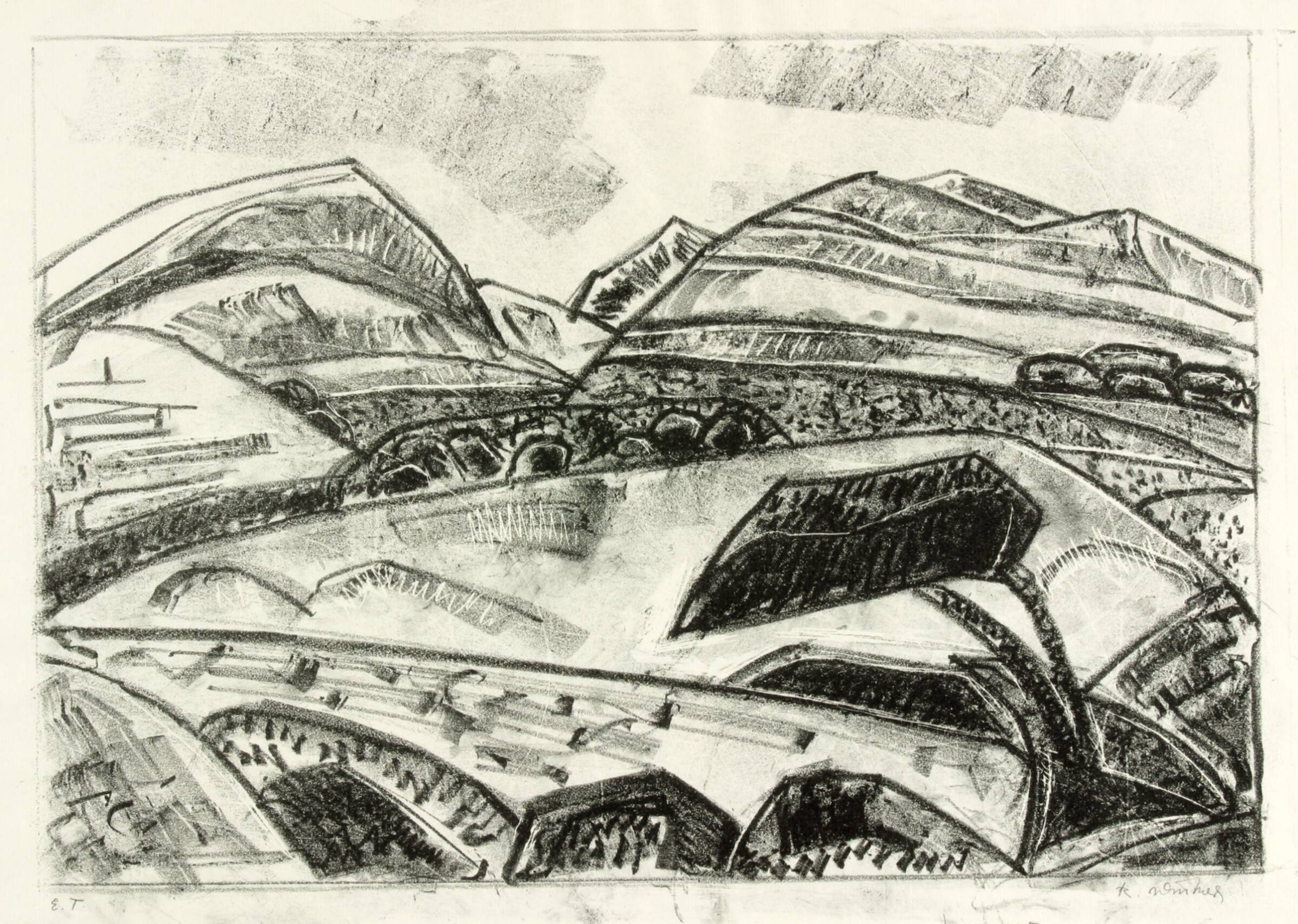 Landskab ved Gourujas ruiner på Kreta, Richard Winther, 1954