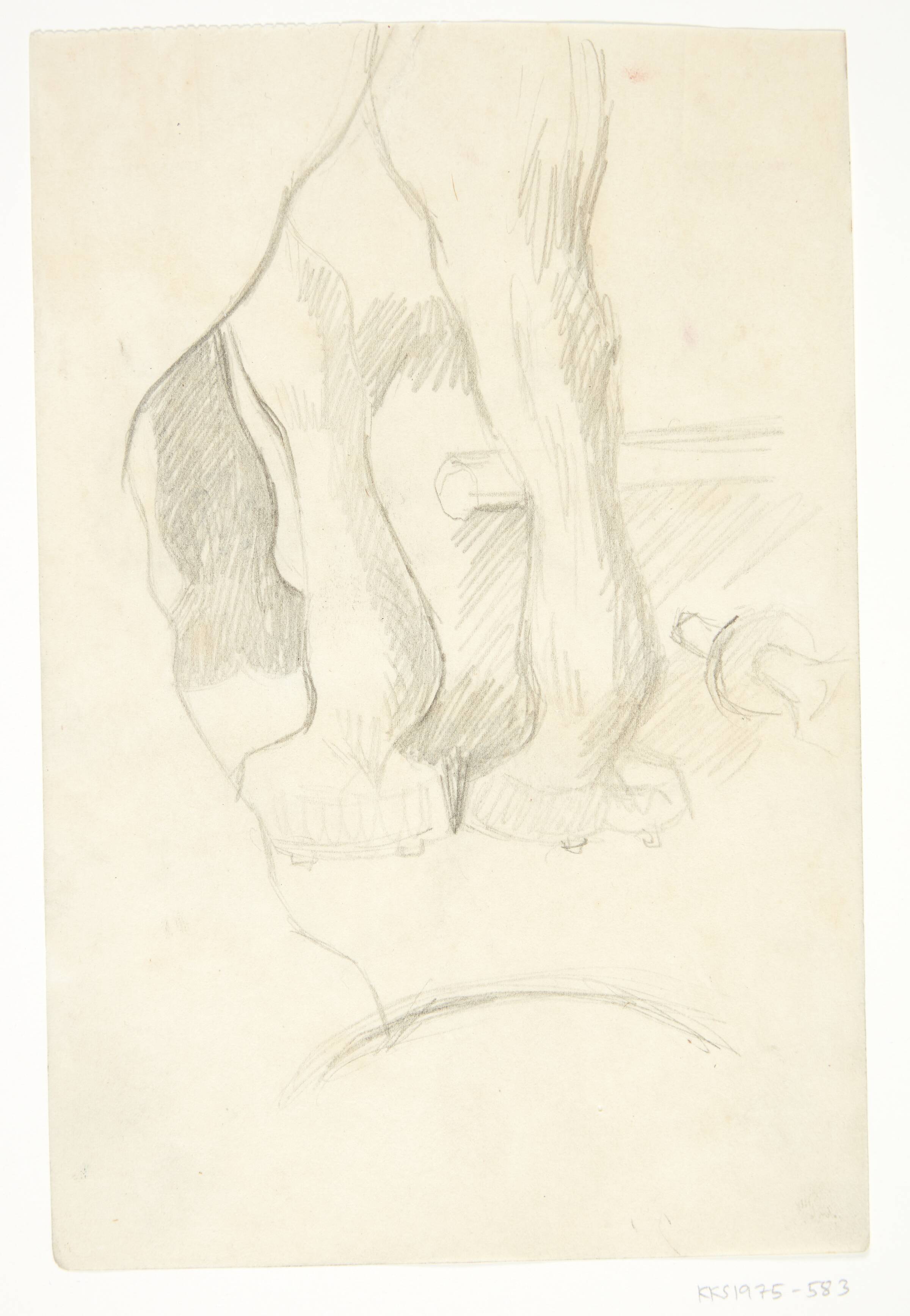 Hesteben. Kompositionsskitse til P. Uccellos "La Battaglia", William Scharff, 1901-1959