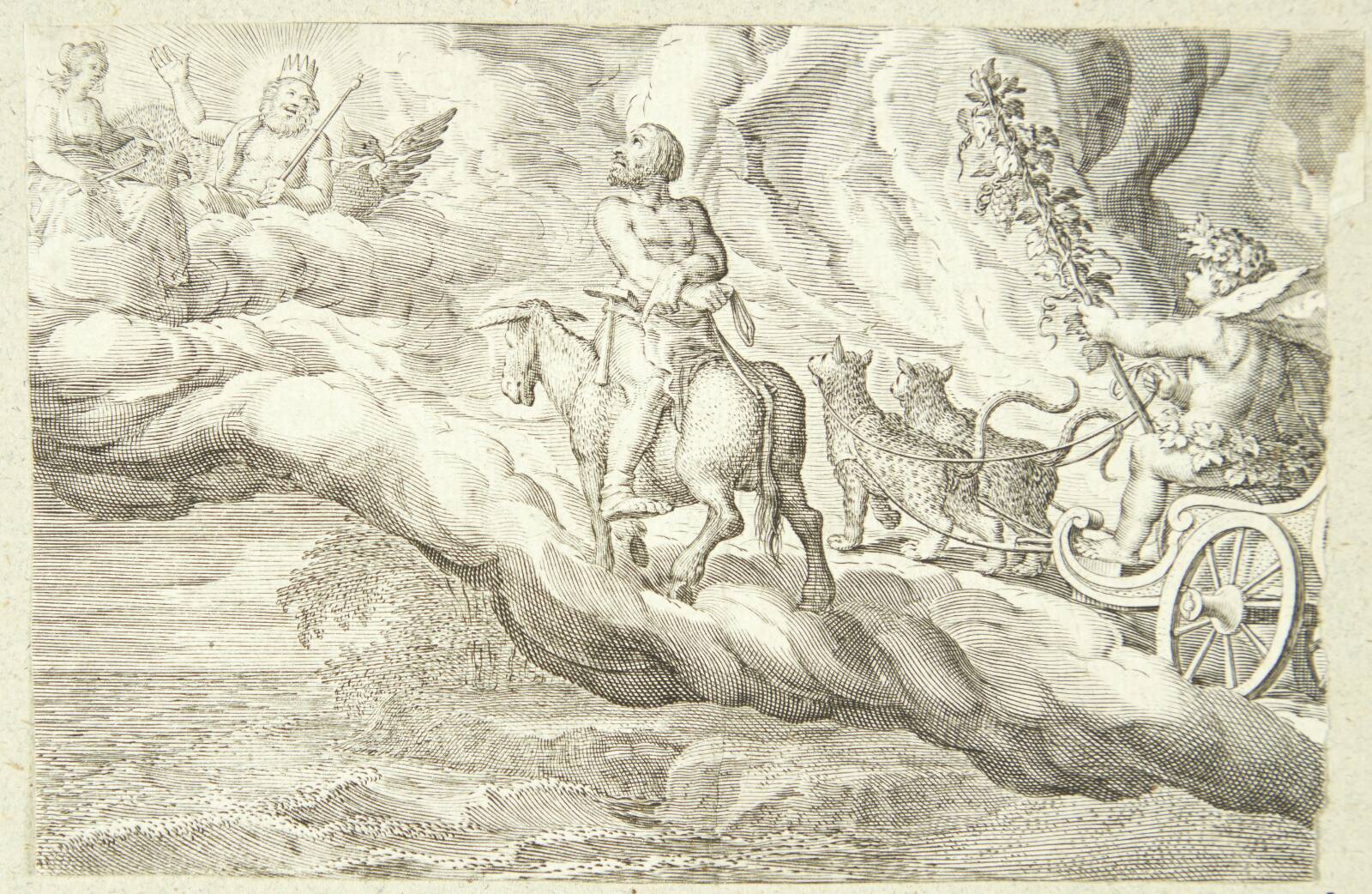 Bakkus og Vulkan vender tilbage til Olympen, Jacob Matham, 1616