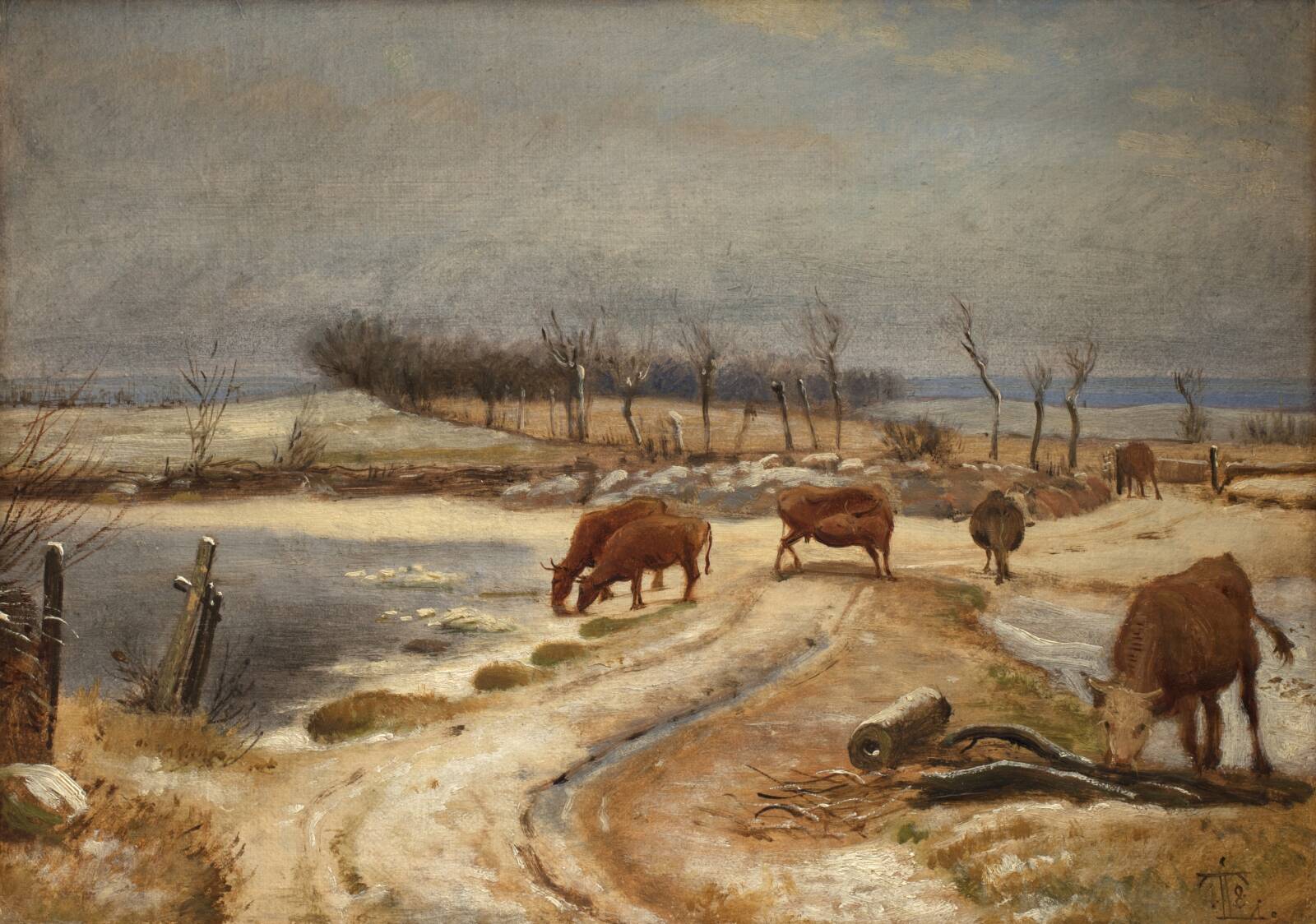 Ungkvæget vandes en vinterdag, Johan Thomas Lundbye, 1848