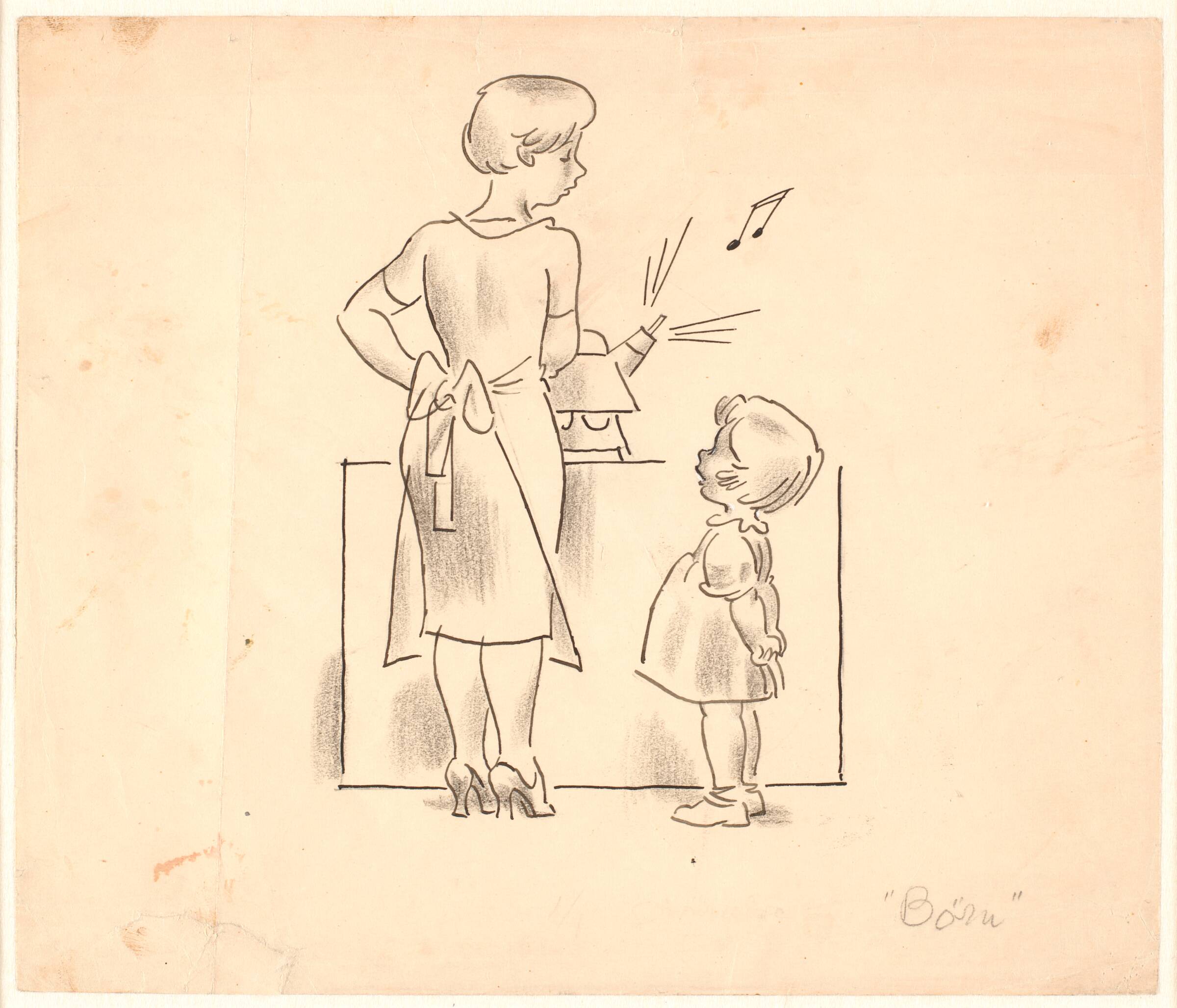 Mor og datter i køkkenet, Arne Ungermann, 1902-1981