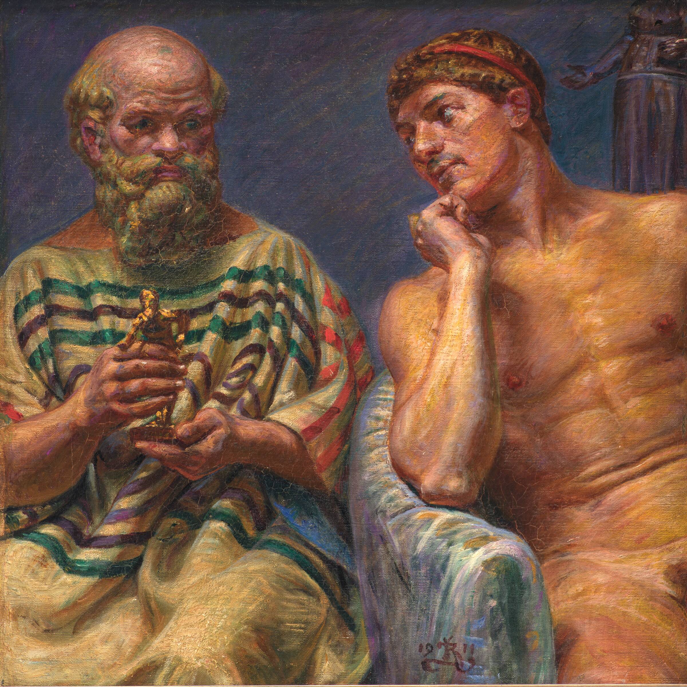 Sokrates og Alkibiades, Kristian Zahrtmann, 1911