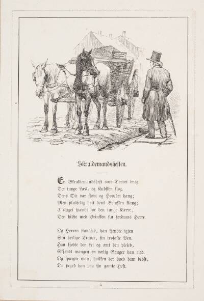 Skraldemandshesten. Illustration til H.V. Kaalund, "Fabler for Børn"