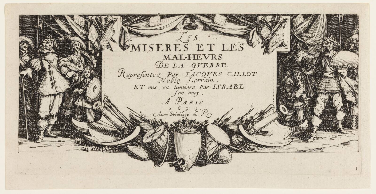 Titelblad til "Krigens rædsler", Jacques Callot, 1633