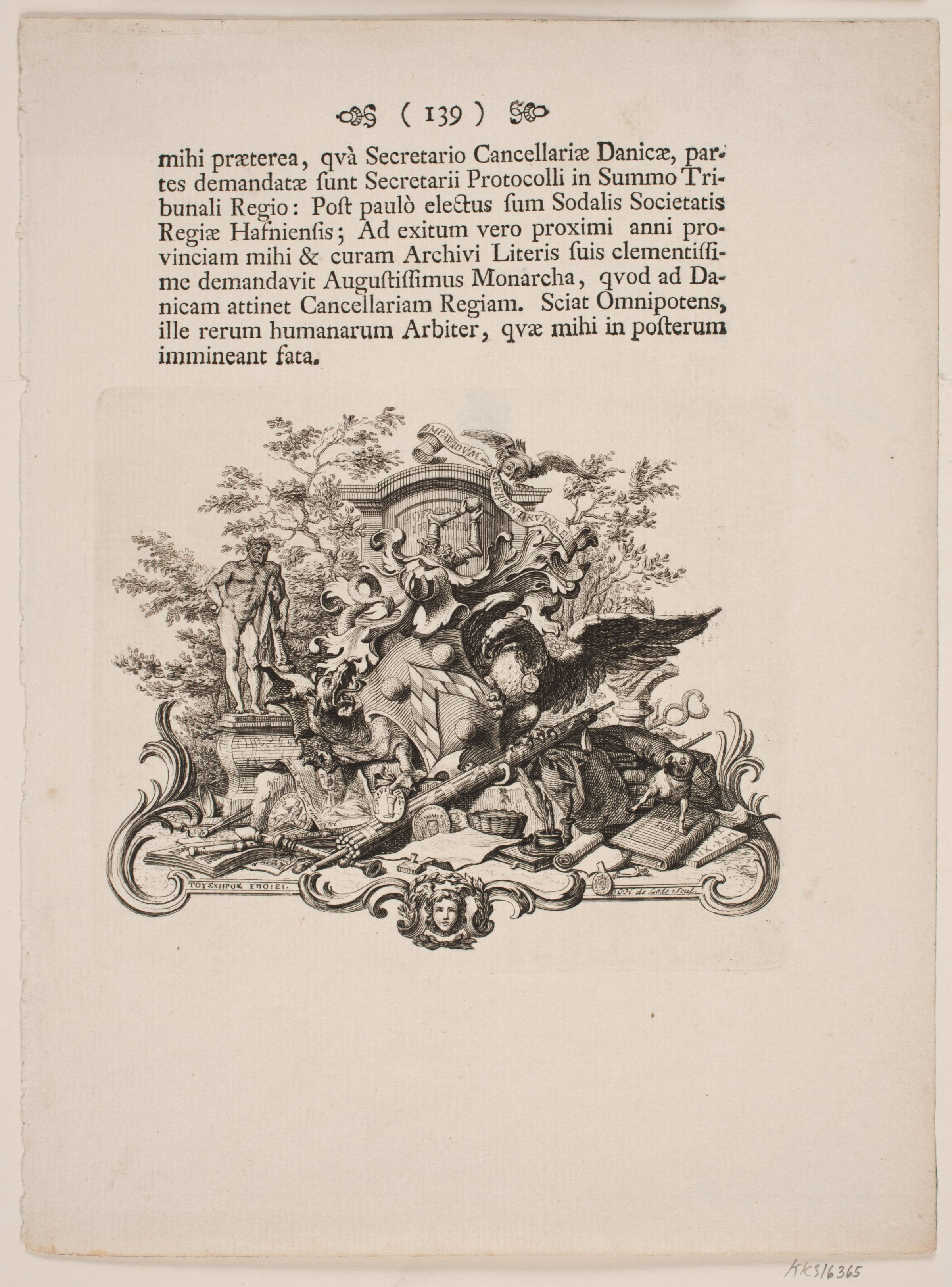 Vignet til T. de Hofmans "Kort Afhandling om Tiende", Odvardt Helmoldt de Lode, 1750