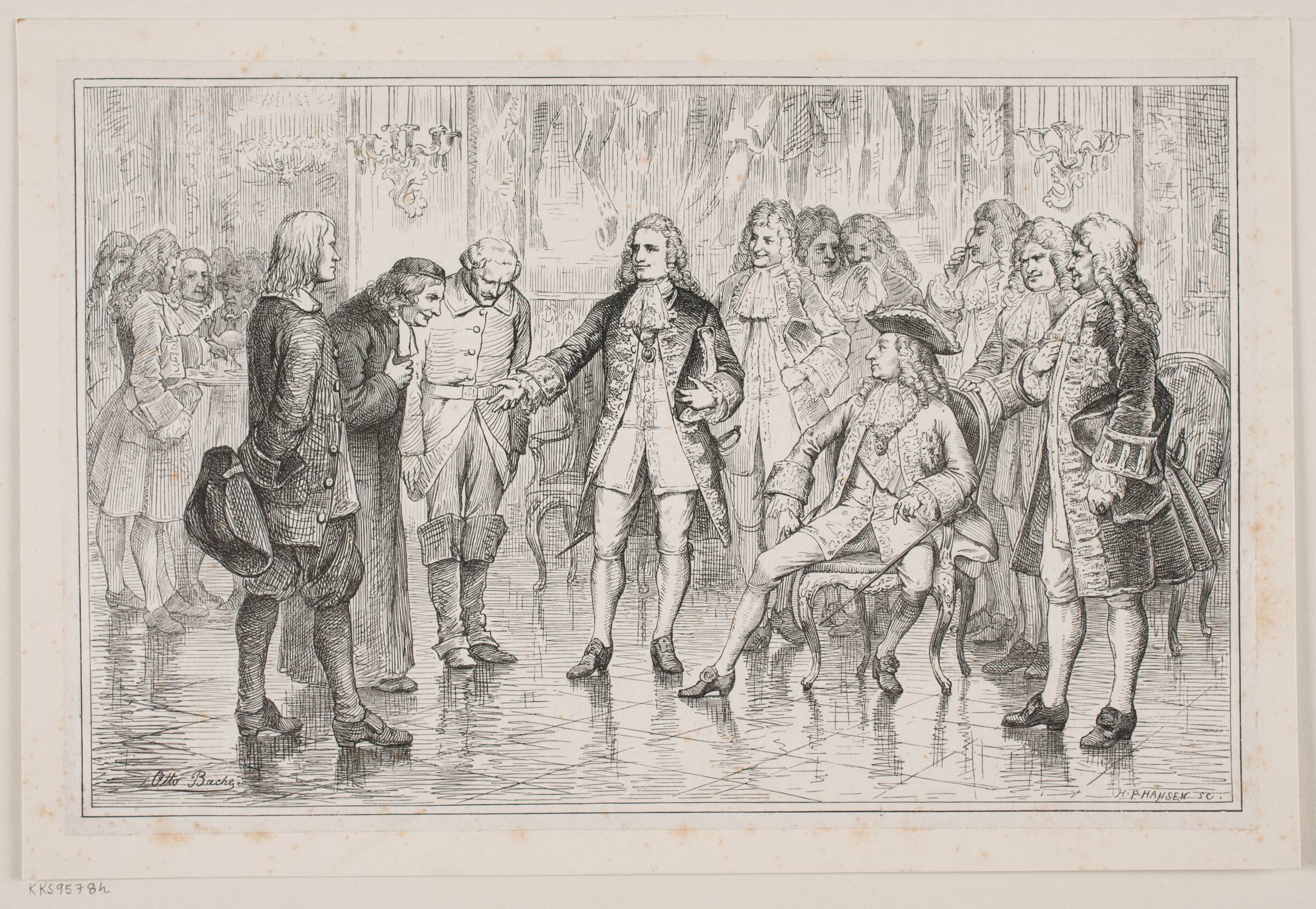 Tordenskjold fremstilles den skånske præst for Frederik IV, H.P. Hansen, 1829-1899