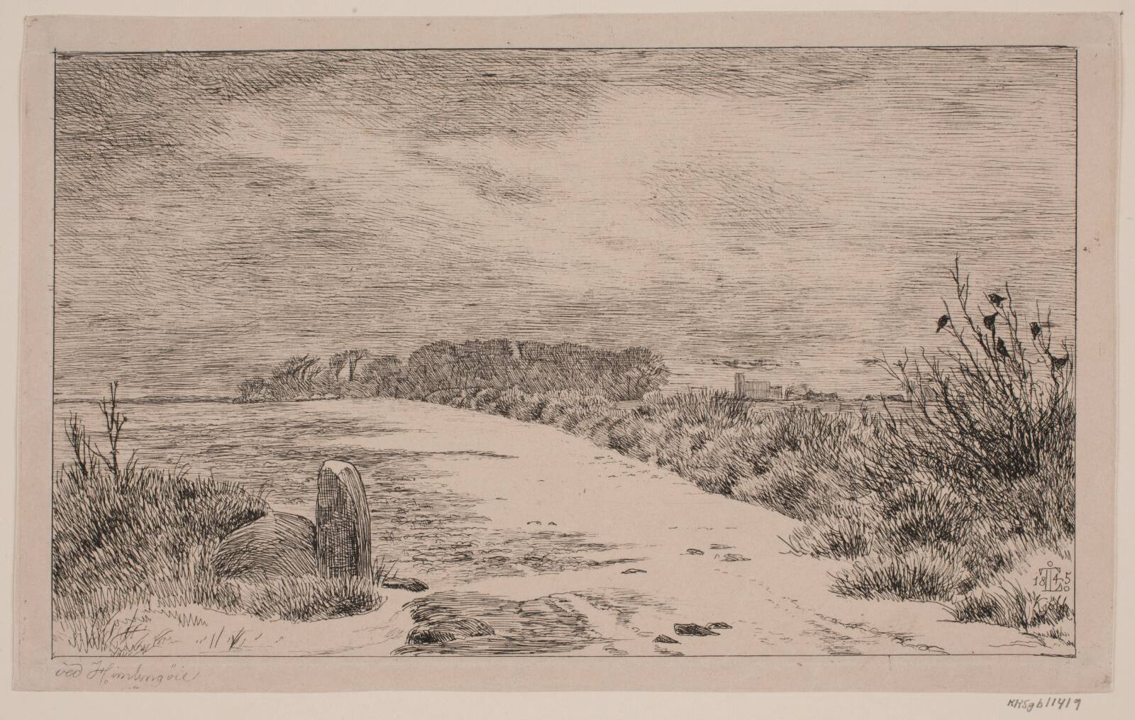 Ved Himlingøje, Vinterlandskab, Johan Thomas Lundbye, 1845