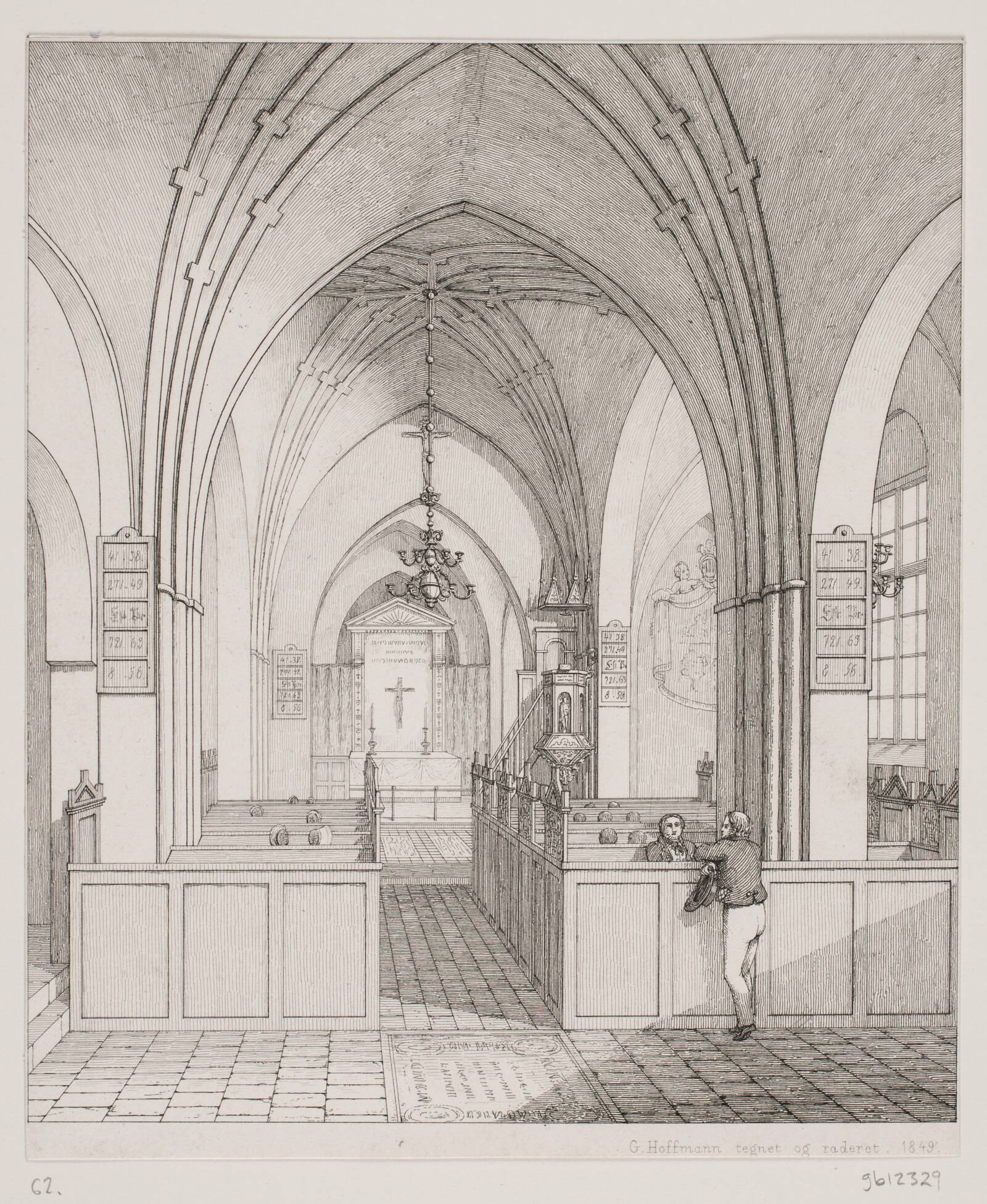 Det indre af Karrebæk Kirke, Georg Hoffmann, 1849