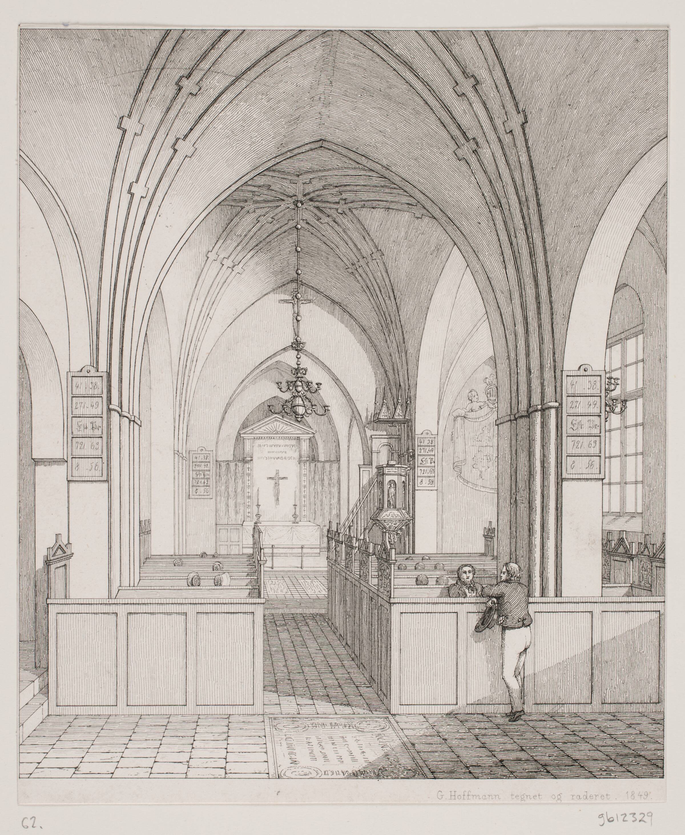 Det indre af Karrebæk Kirke, Georg Hoffmann, 1849