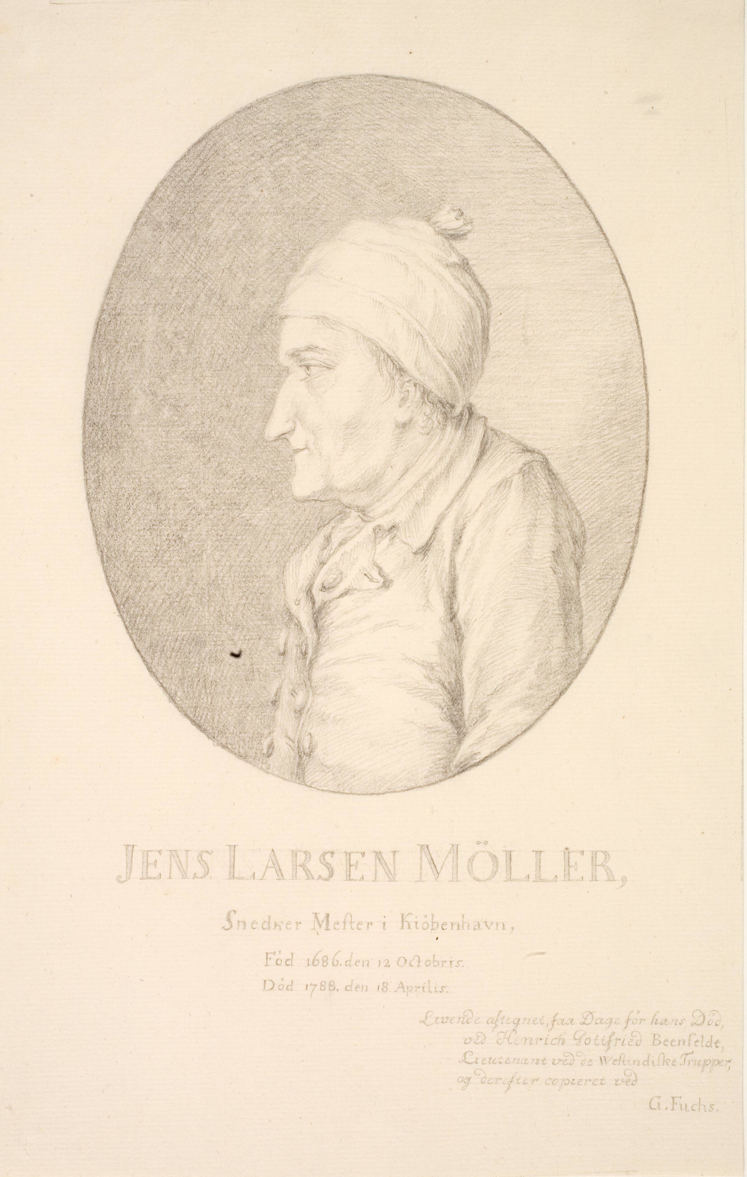 Portræt af Jens Larsen Møller, Georg Mathias Fuchs, 1788