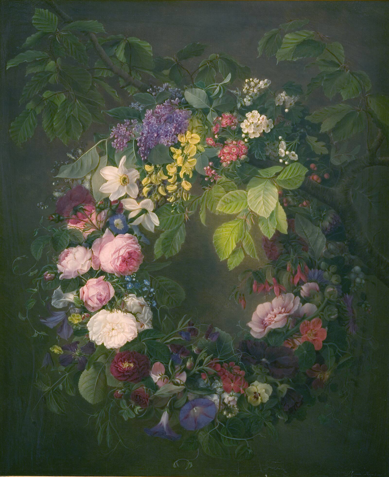 En blomsterkrans, Emma Thomsen, 1835-1855