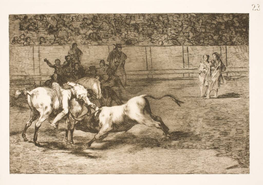 Maria Ceballas, også kaldet indianeren, slår tyren ihjel fra sin hest, Francisco de Goya, 1815-1816