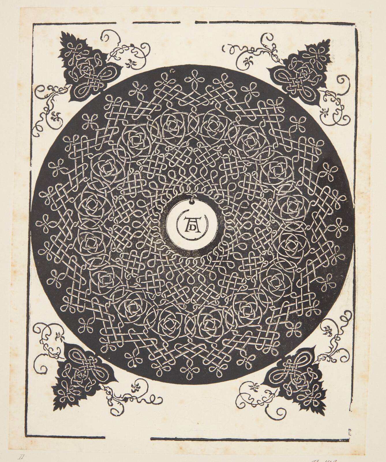 Interlaced Cord Pattern with white medallion, by Albrecht Dürer, 1507-1528