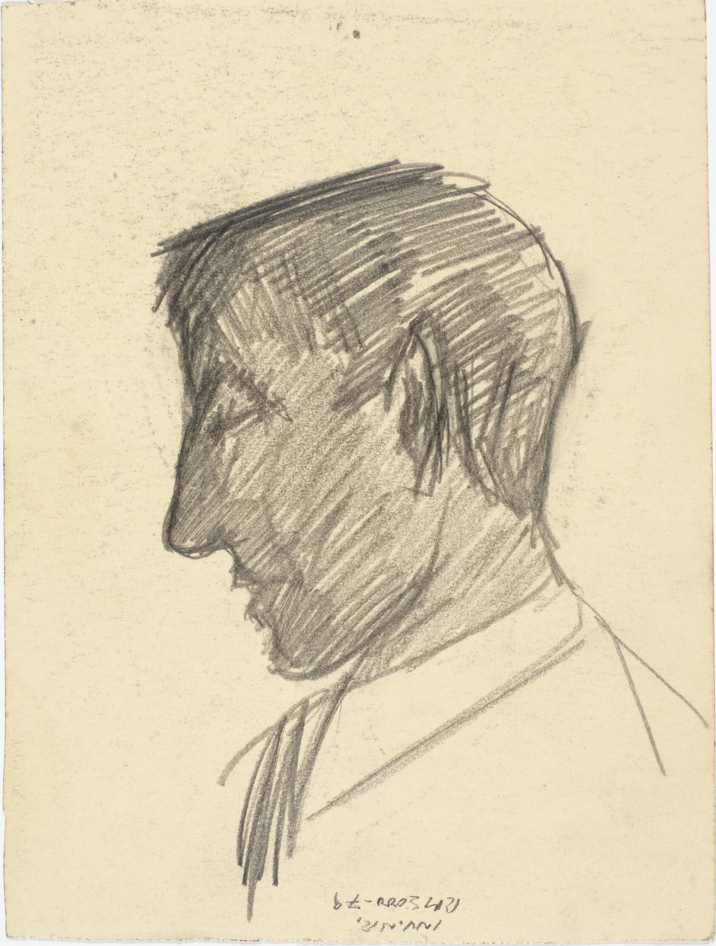Mandsportræt i profil mod v., Richard Mortensen, 1929