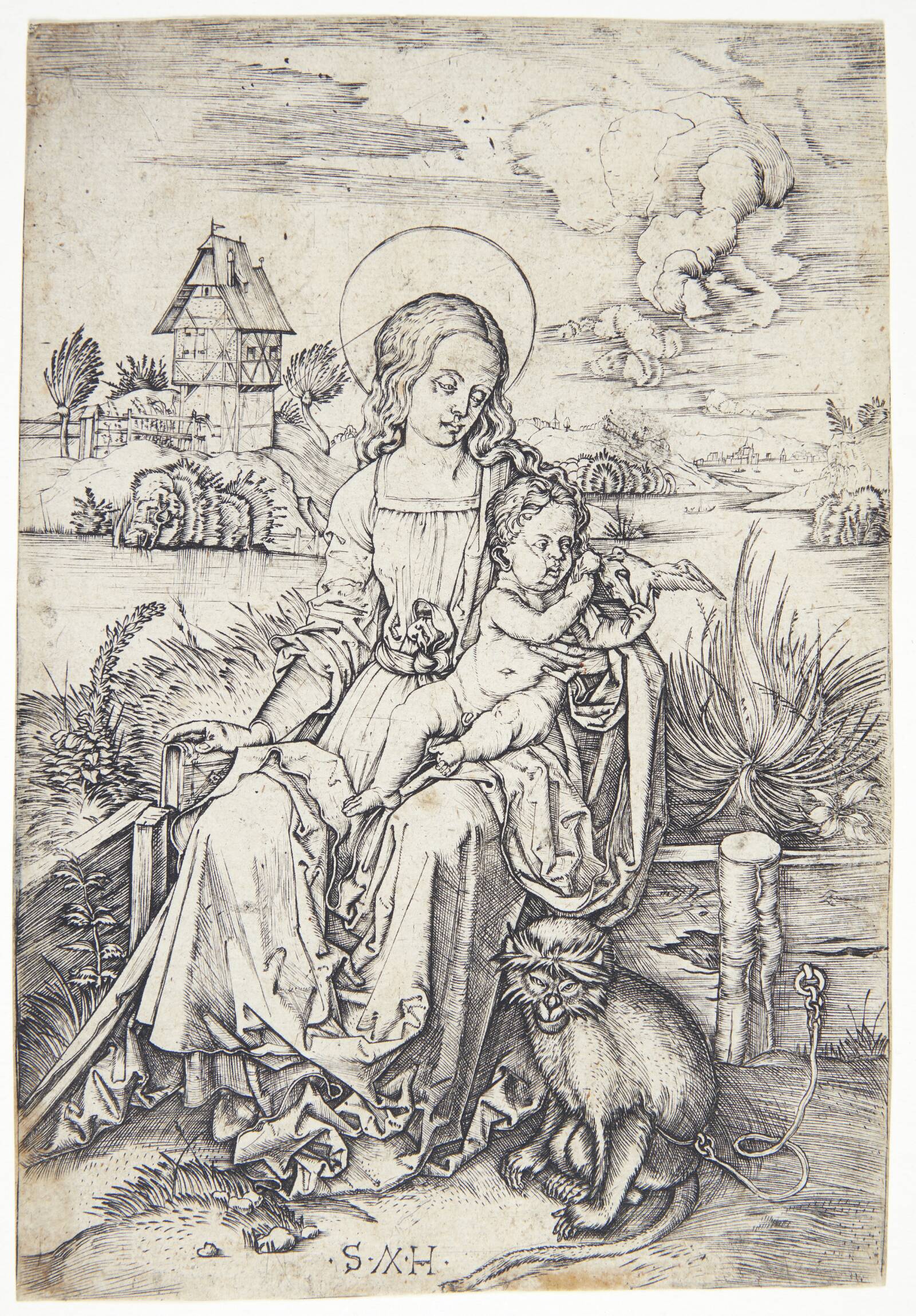 Madonna med aben, Monogrammist SH, 1498-1510