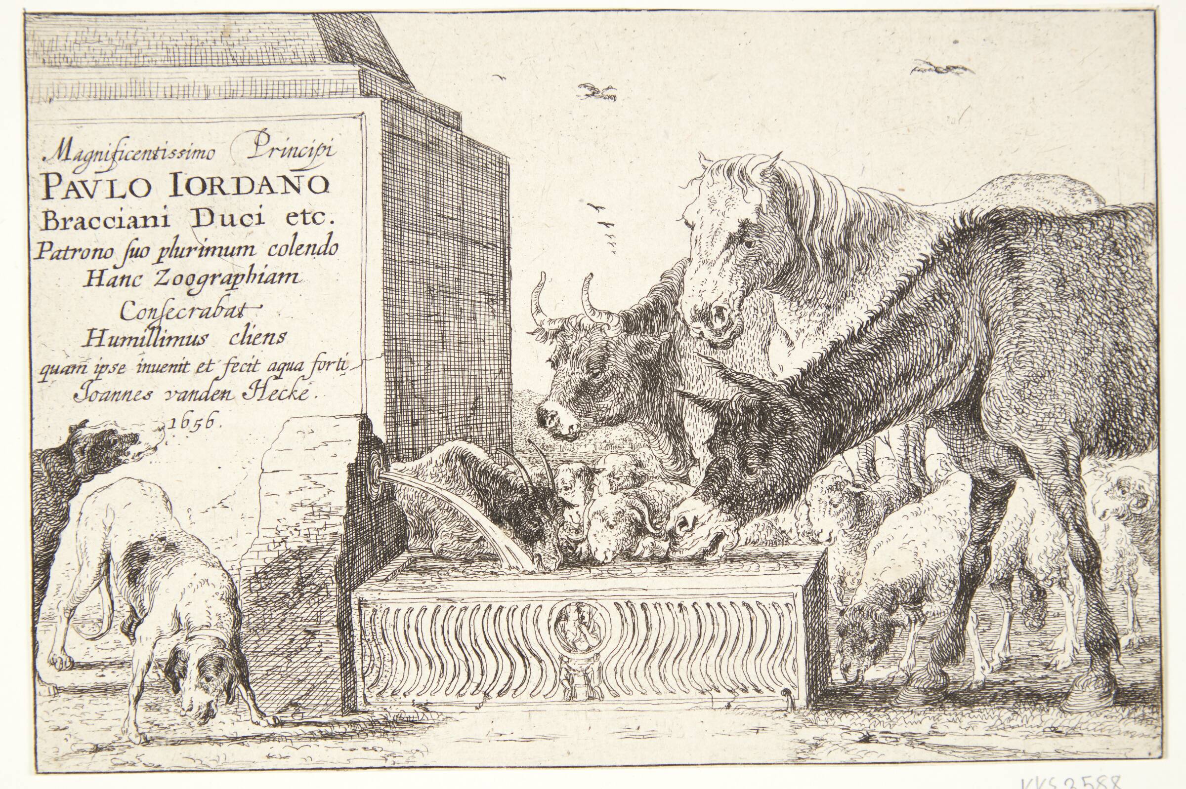 Titelblad til "Forskellige dyr", Jan van den Hecke I, 1656