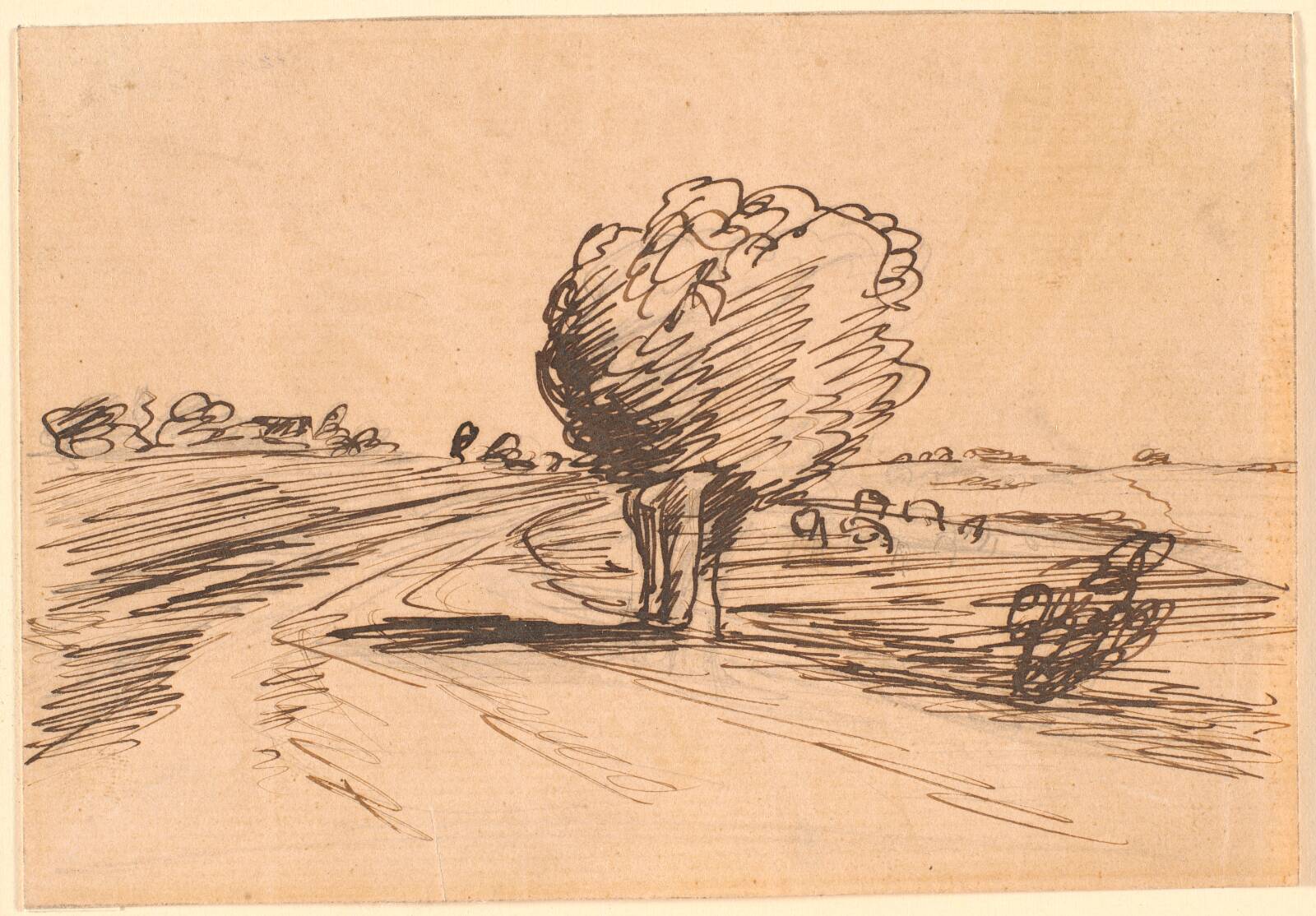 Vejsving med piletræ, Theodor Philipsen, 1840-1920