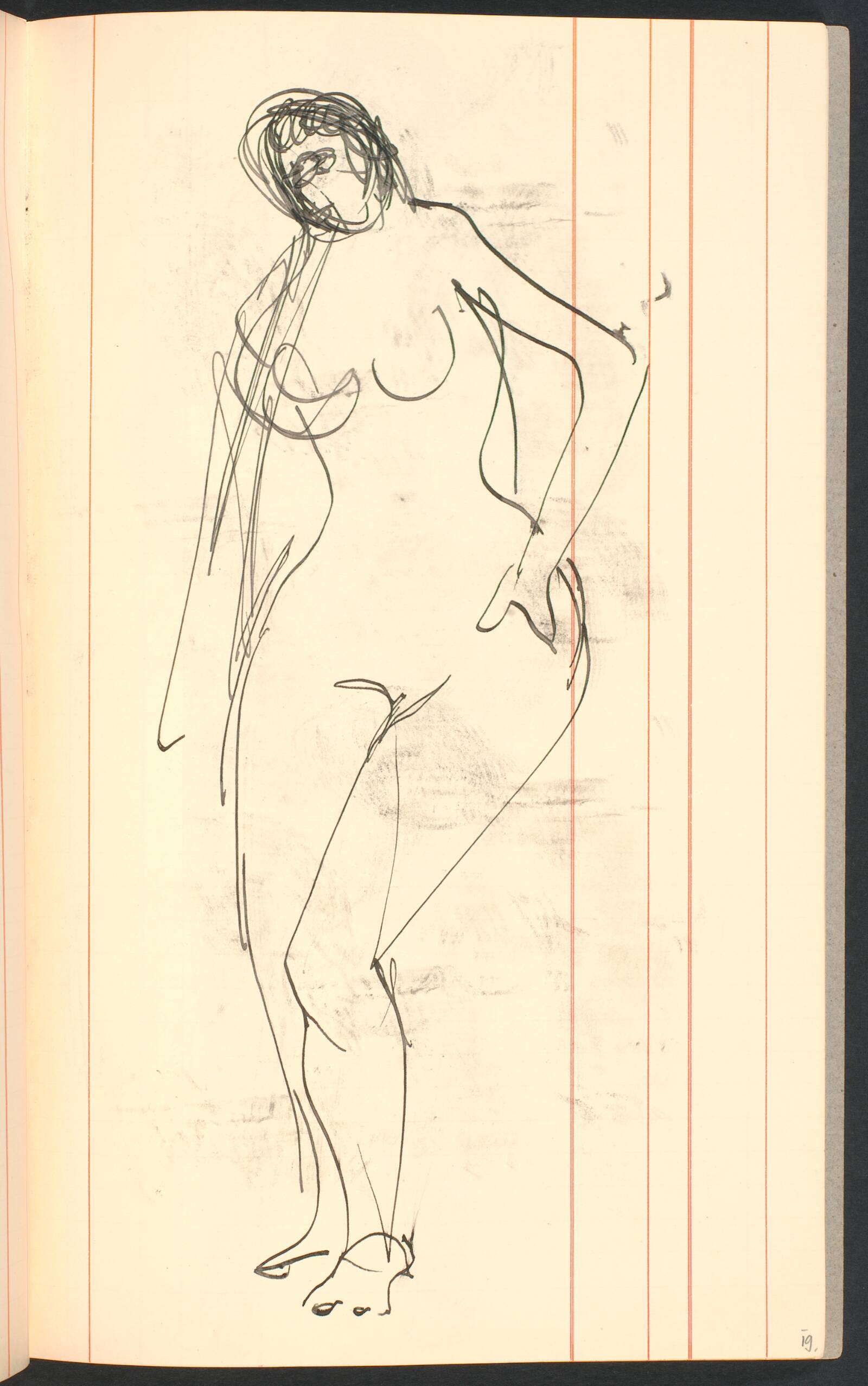 Stående nøgen model, Gottfred Eickhoff, 1955