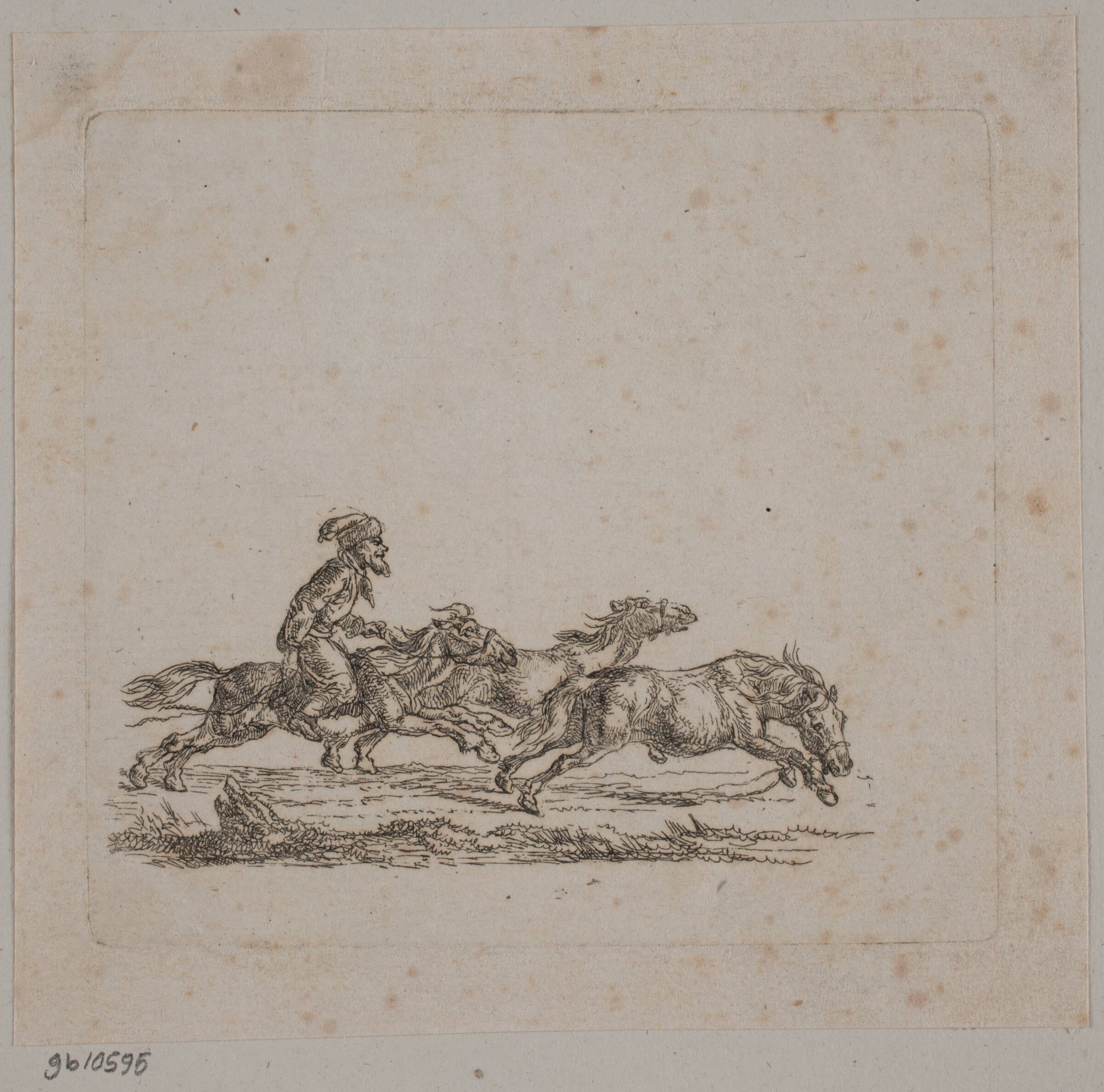En kosak som fanger heste, Christian David Gebauer, 1813