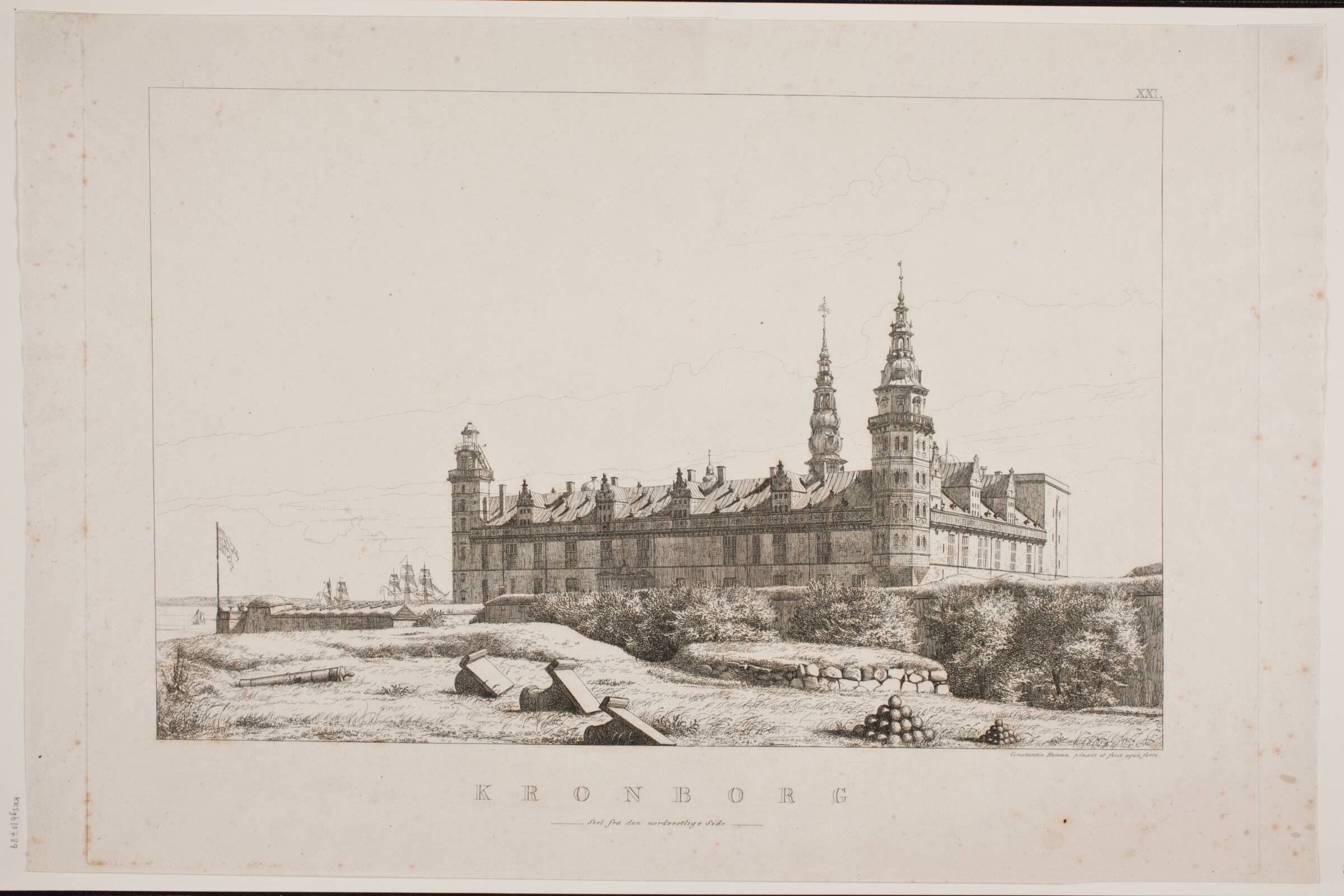 Kronborg set fra den nordvestlige side, Constantin Hansen, 1834