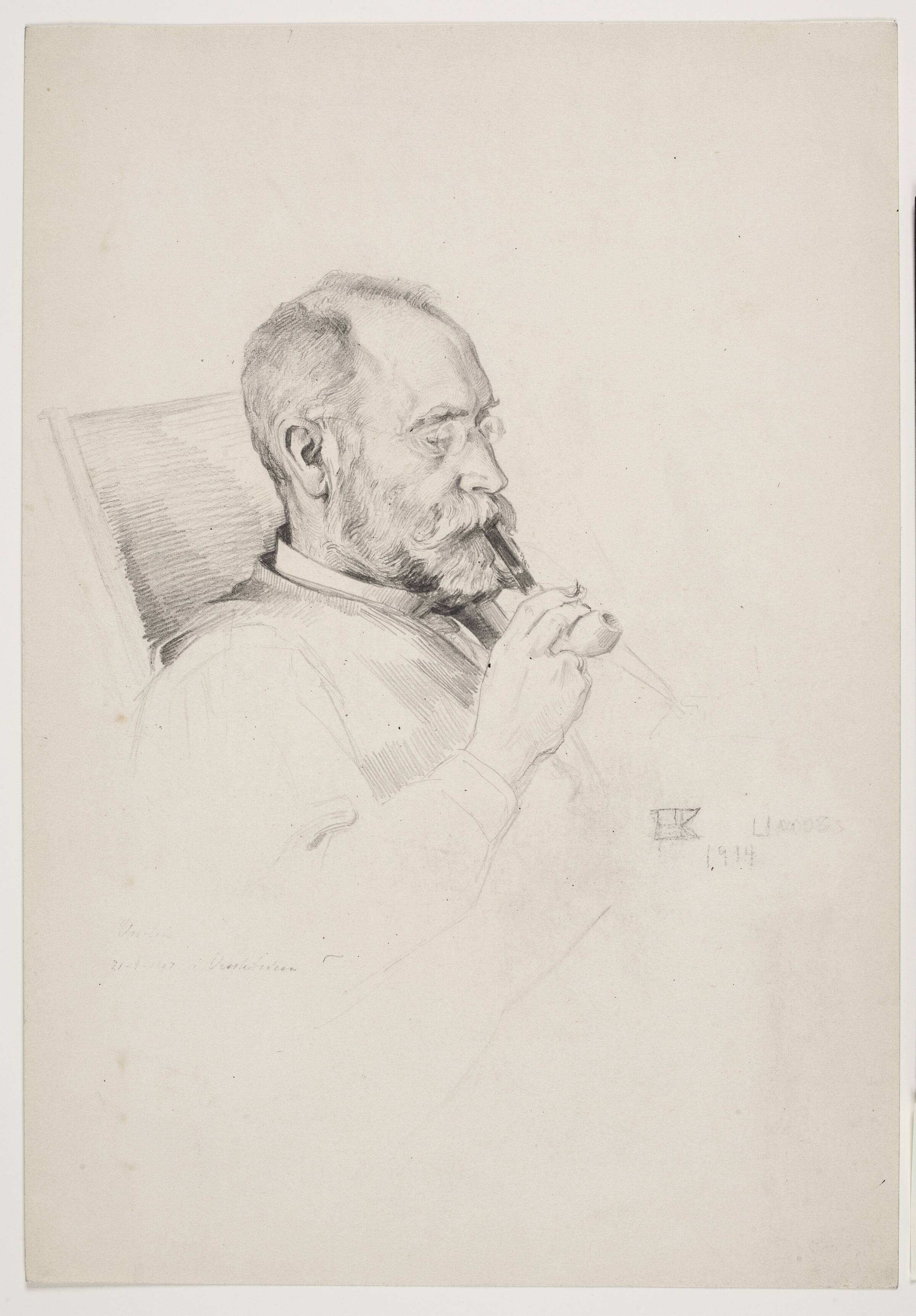 Portræt af arkæologen, dr. phil. K. F. Kinch, Helvig Kinch, 1907-1914