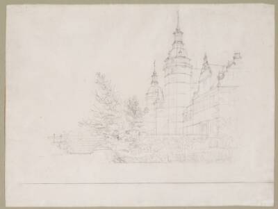 Frederiksborg Slot. Parti ved Møntbroen