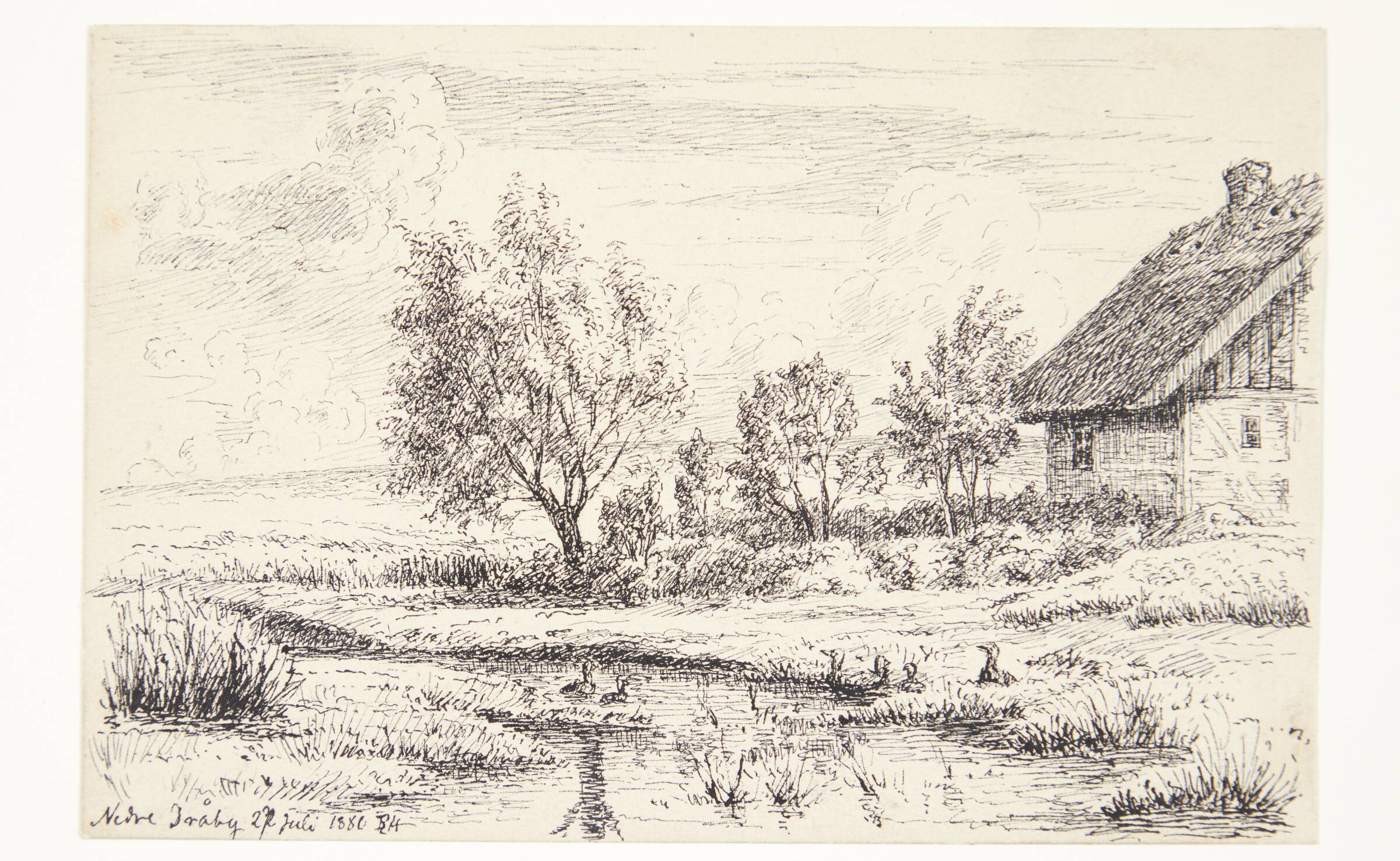 Landskab med bondehus, Louise Ravn-Hansen, 1880