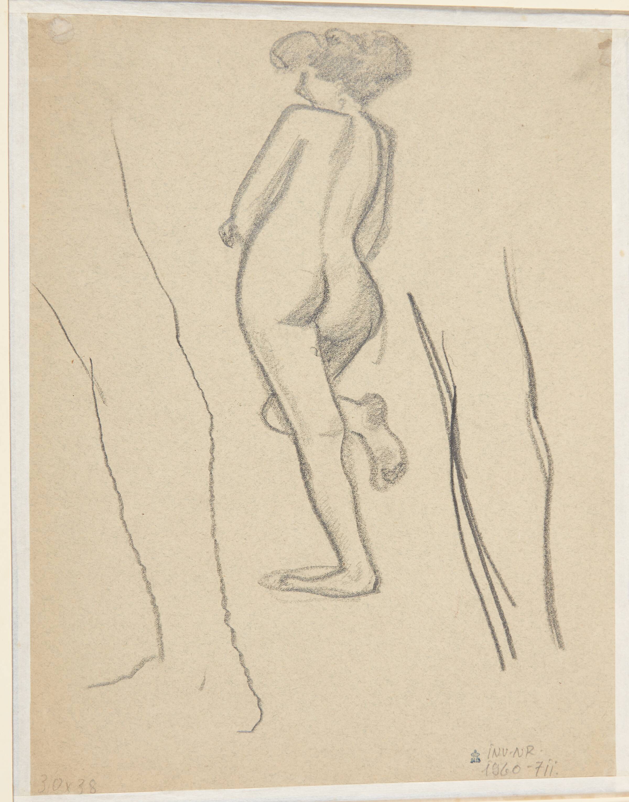 Rygstudie af samme model samt to studier af ben, Харальд Гирсинг, 1913-1917