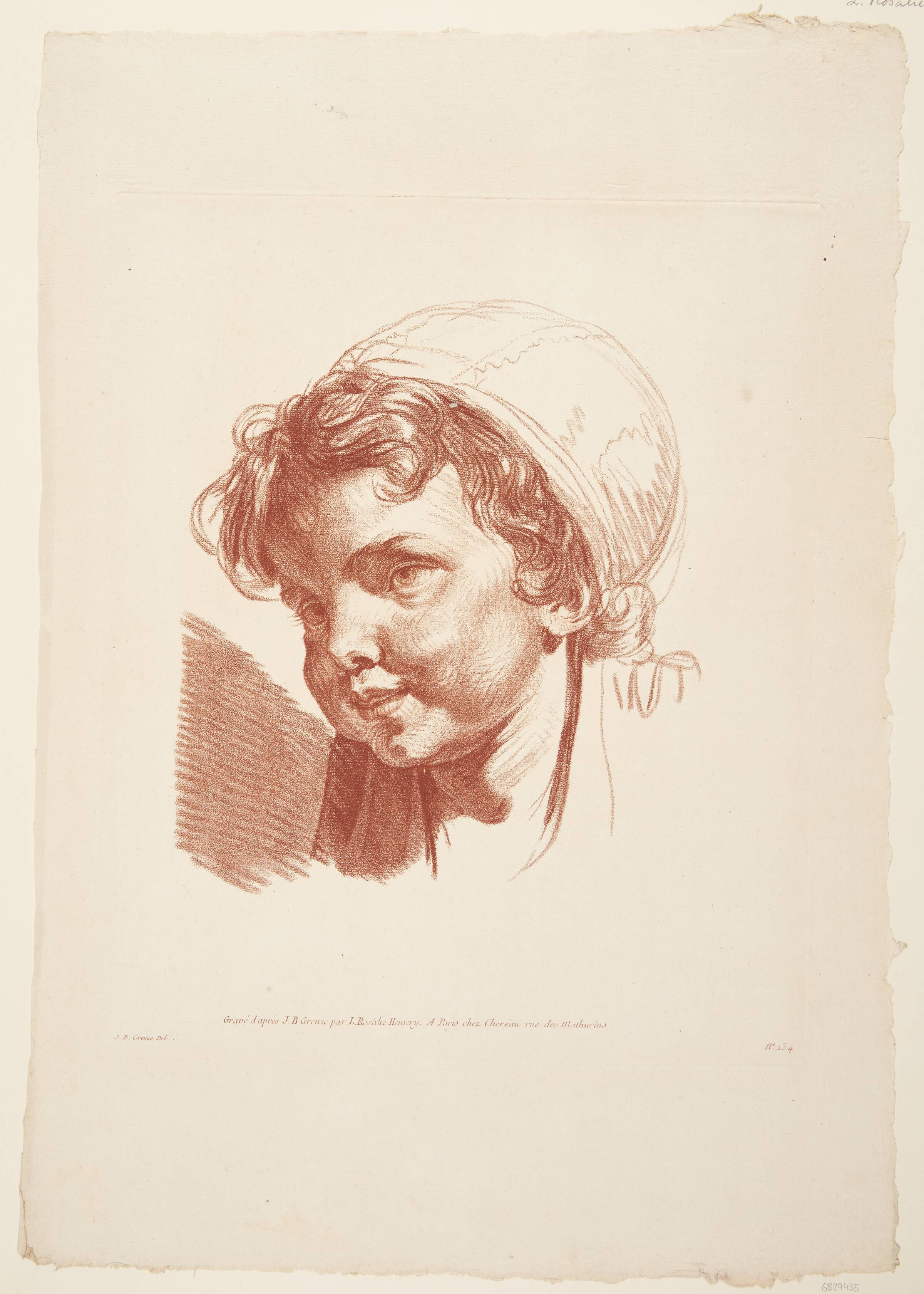 Barnehoved, smilende (Tête d'enfant riant), Louise-Rosalie Hémery, 1775-1779