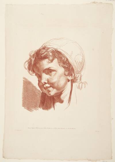 Barnehoved, smilende (Tête d'enfant riant)