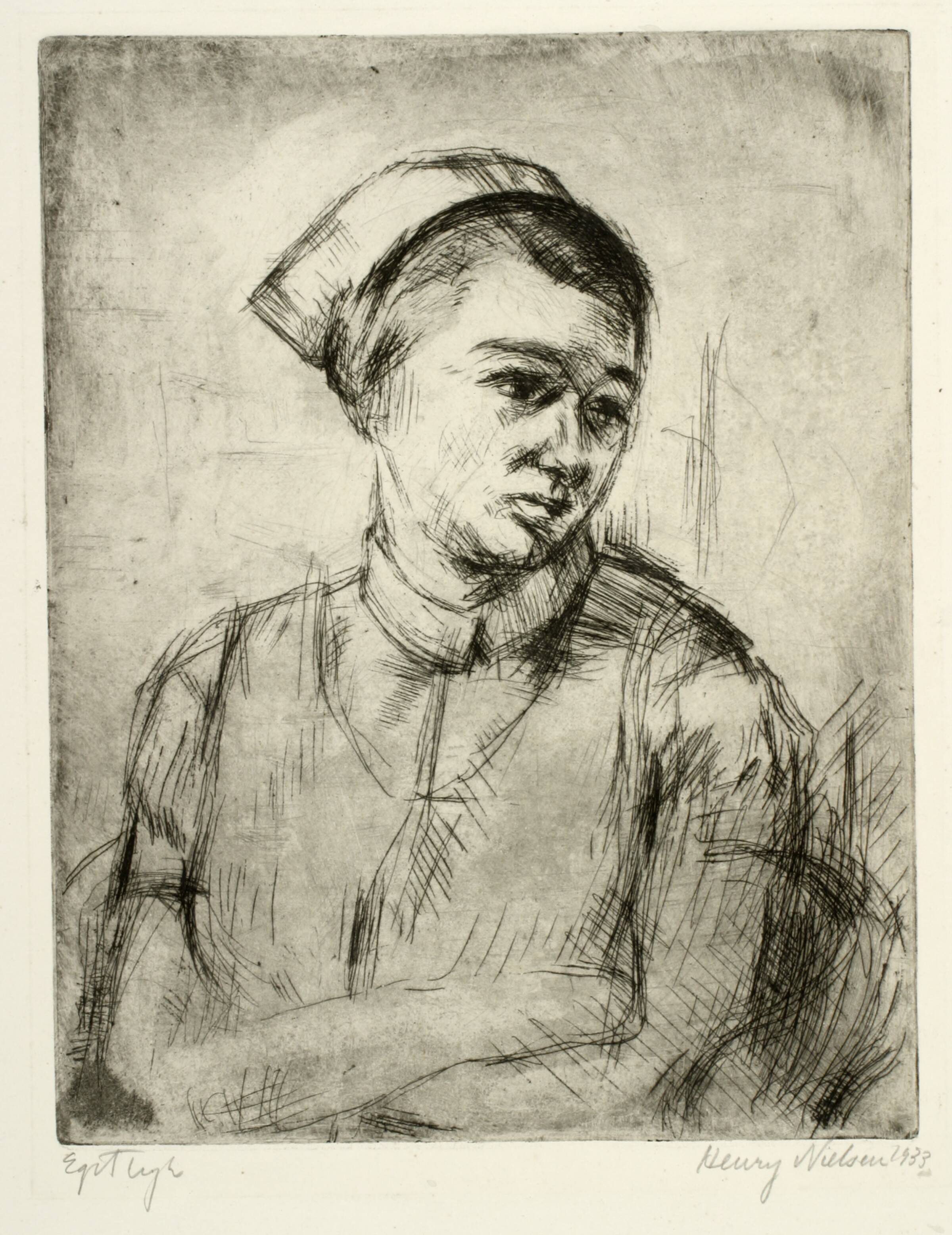 Portræt af en sygeplejeske, Henry Nielsen, 1933