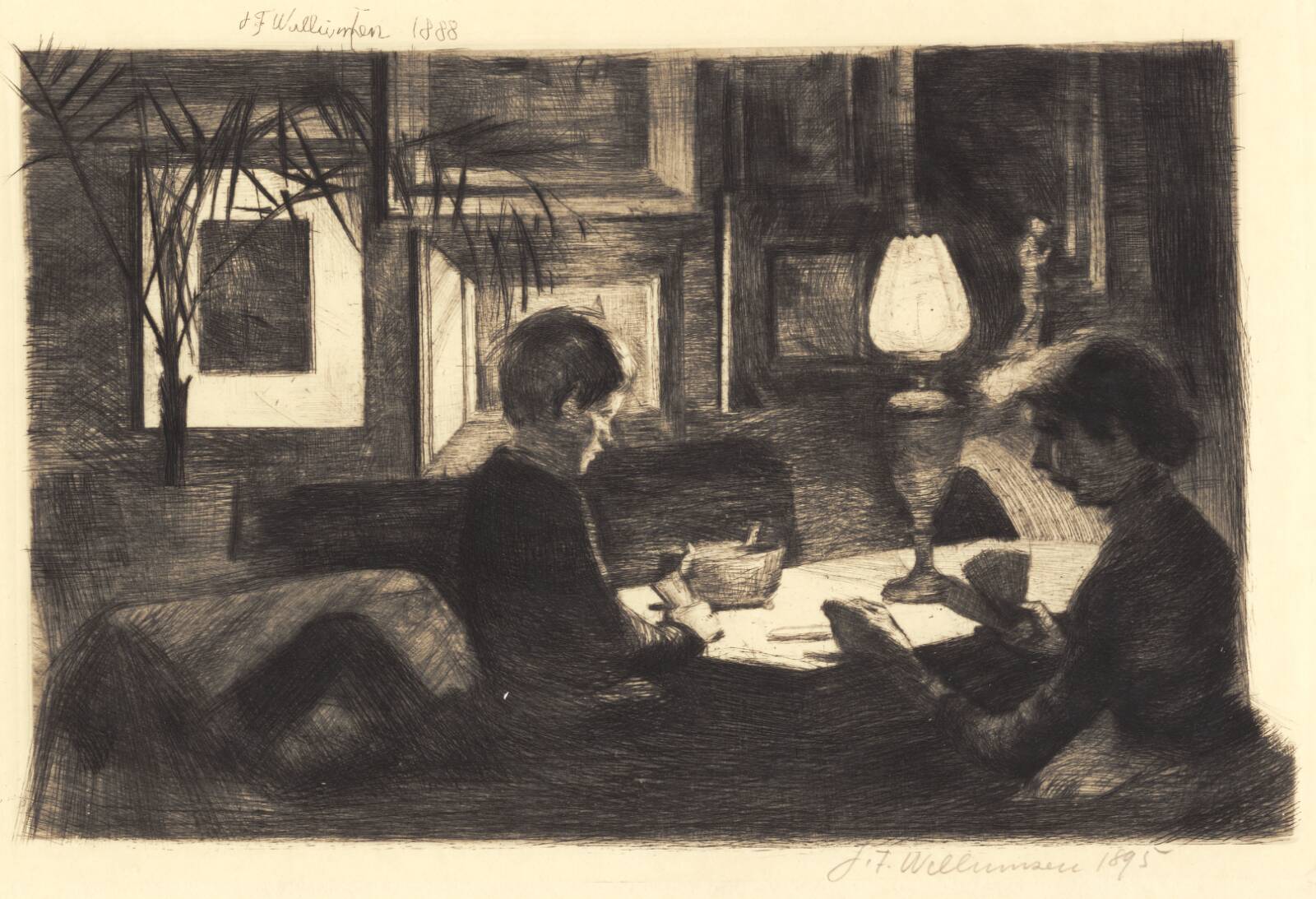 Ved lampens lys, J.F. Willumsen, 1888
